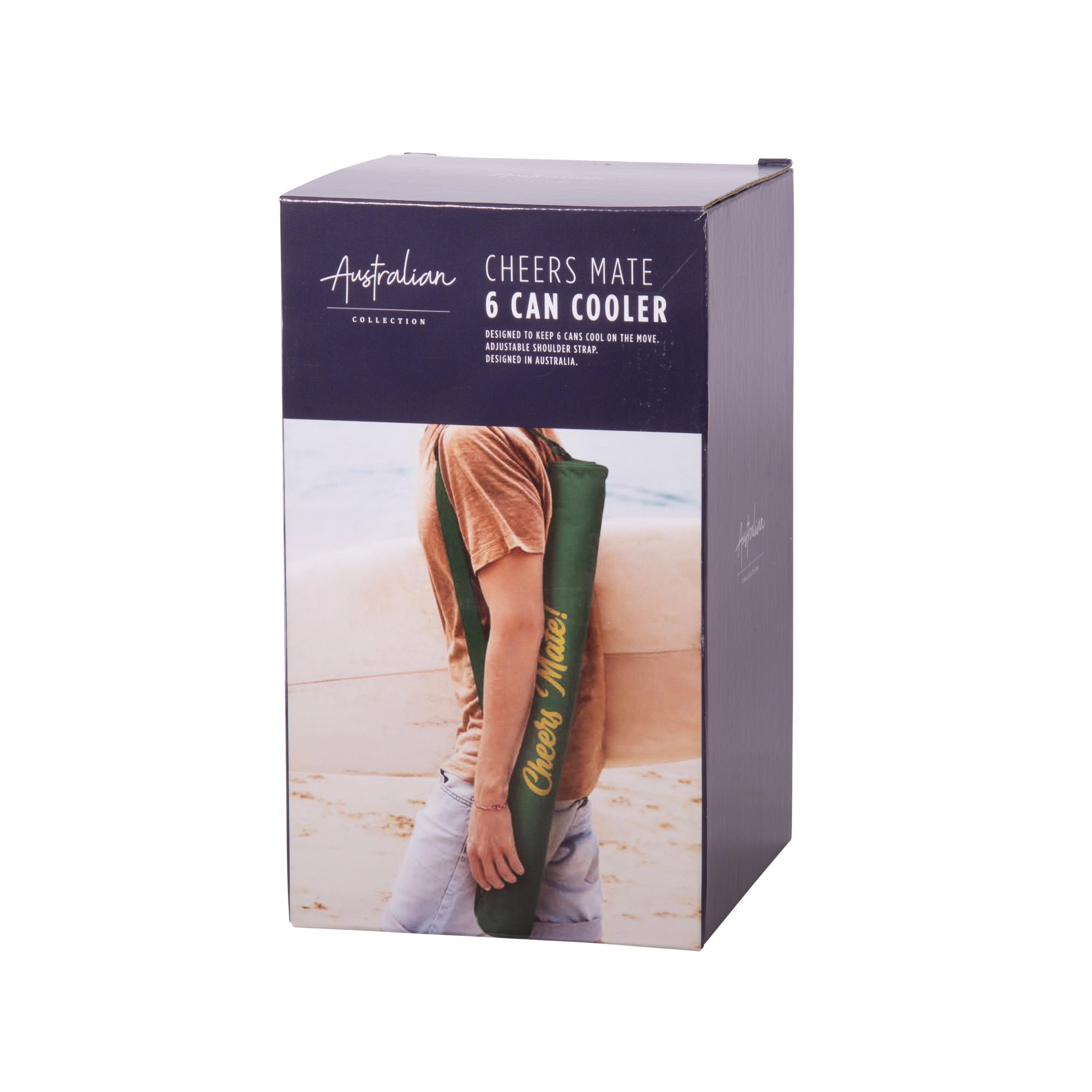 Australian Collection Cheers Mate 6 Can Cooler Sling Green