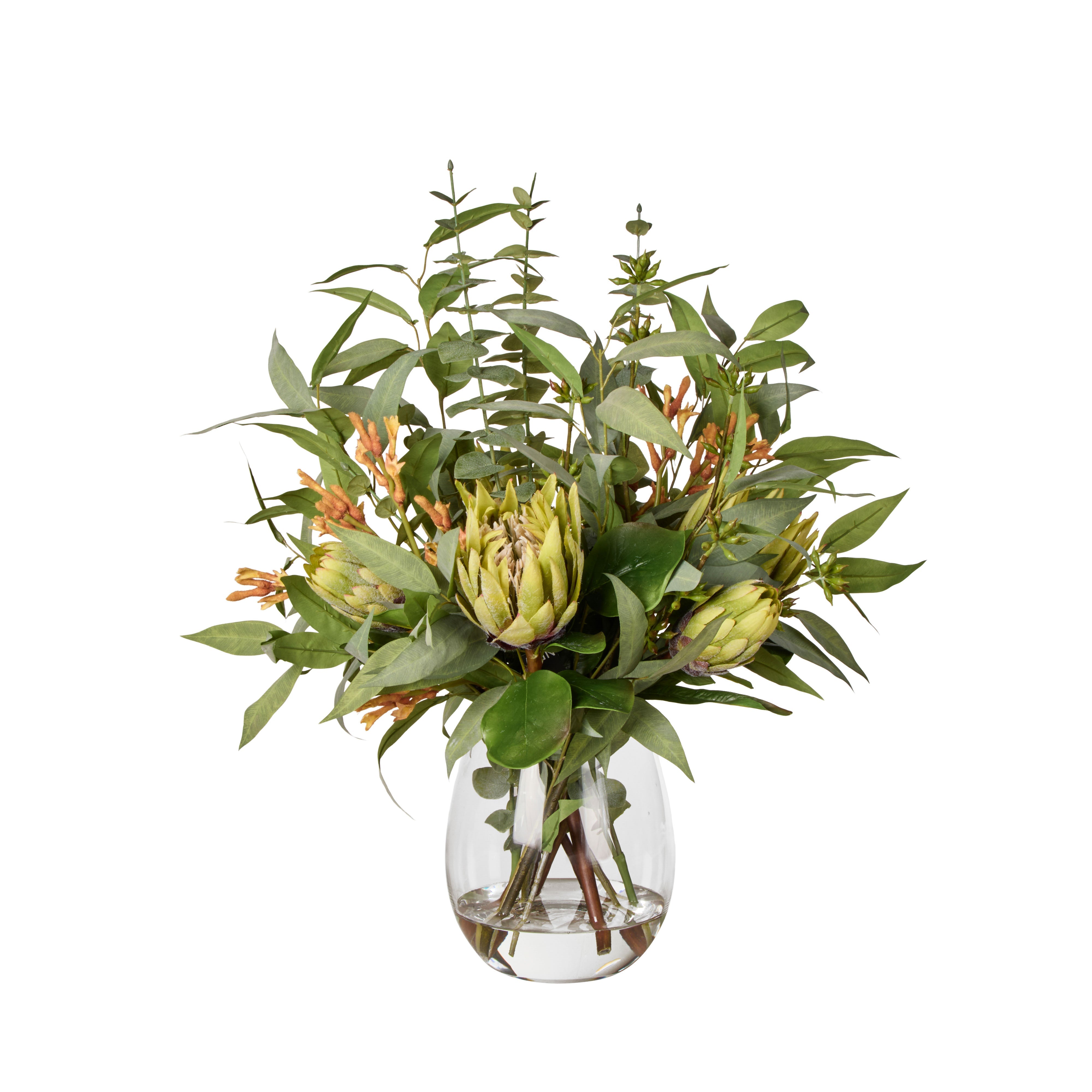 Rogue Protea Kangaroo Paw - Claire Green & Orange 68cm