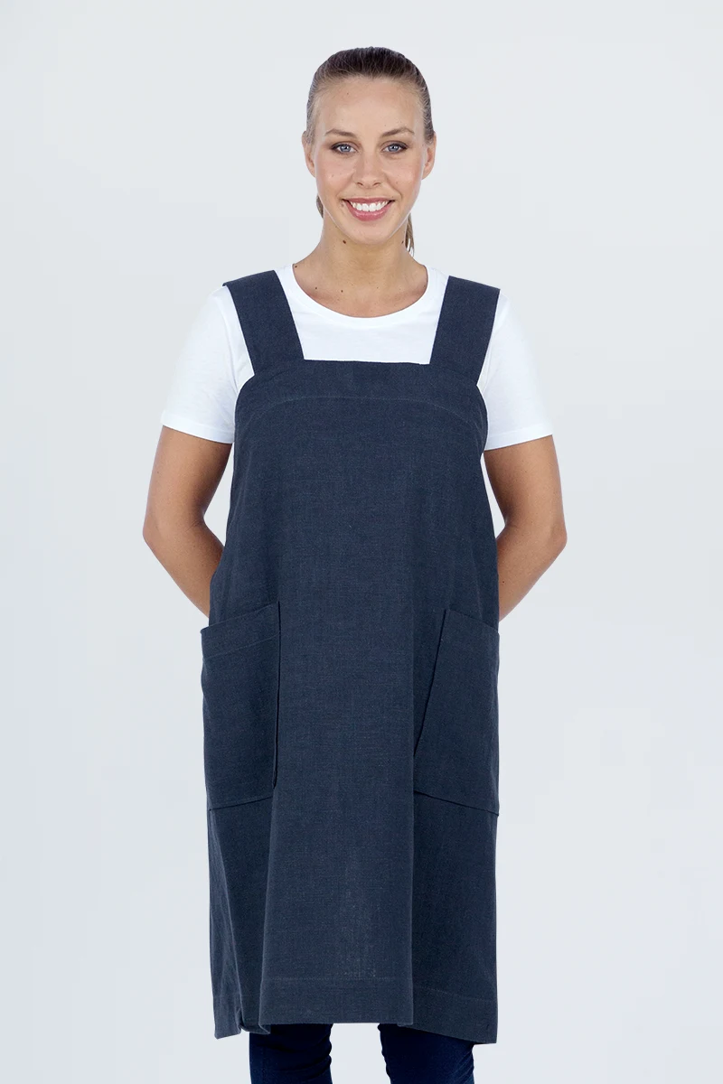 Aussie Chef Hanna Bib Apron - Navy Blue