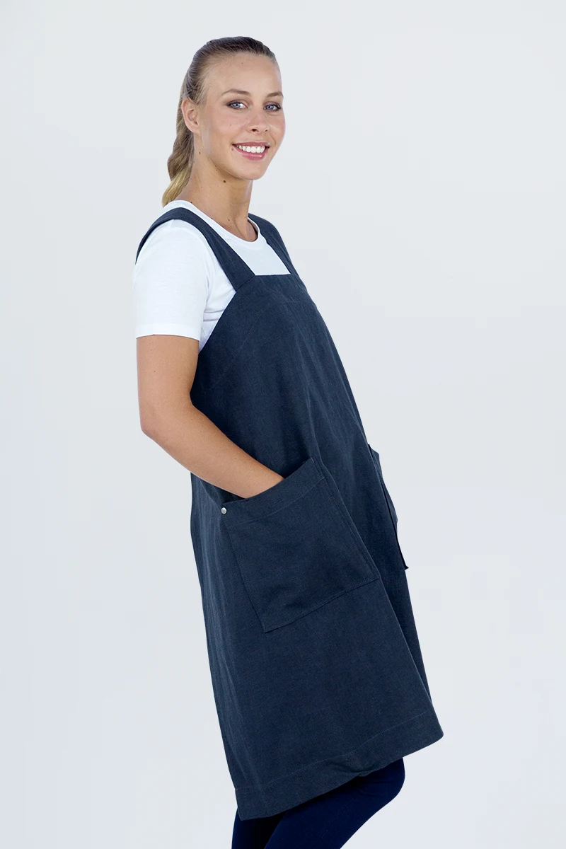Aussie Chef Hanna Bib Apron - Navy Blue