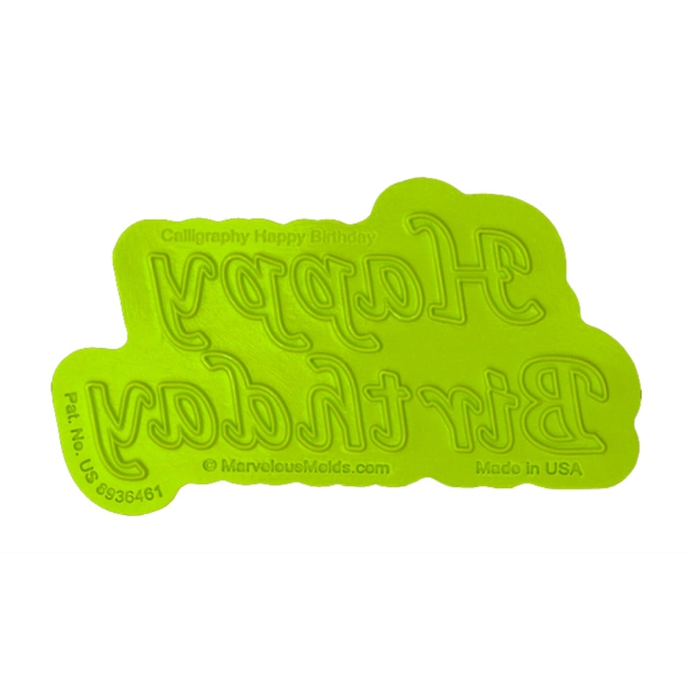 Marvelous Molds Happy Birthday Calligraphy Flexabet Onlay