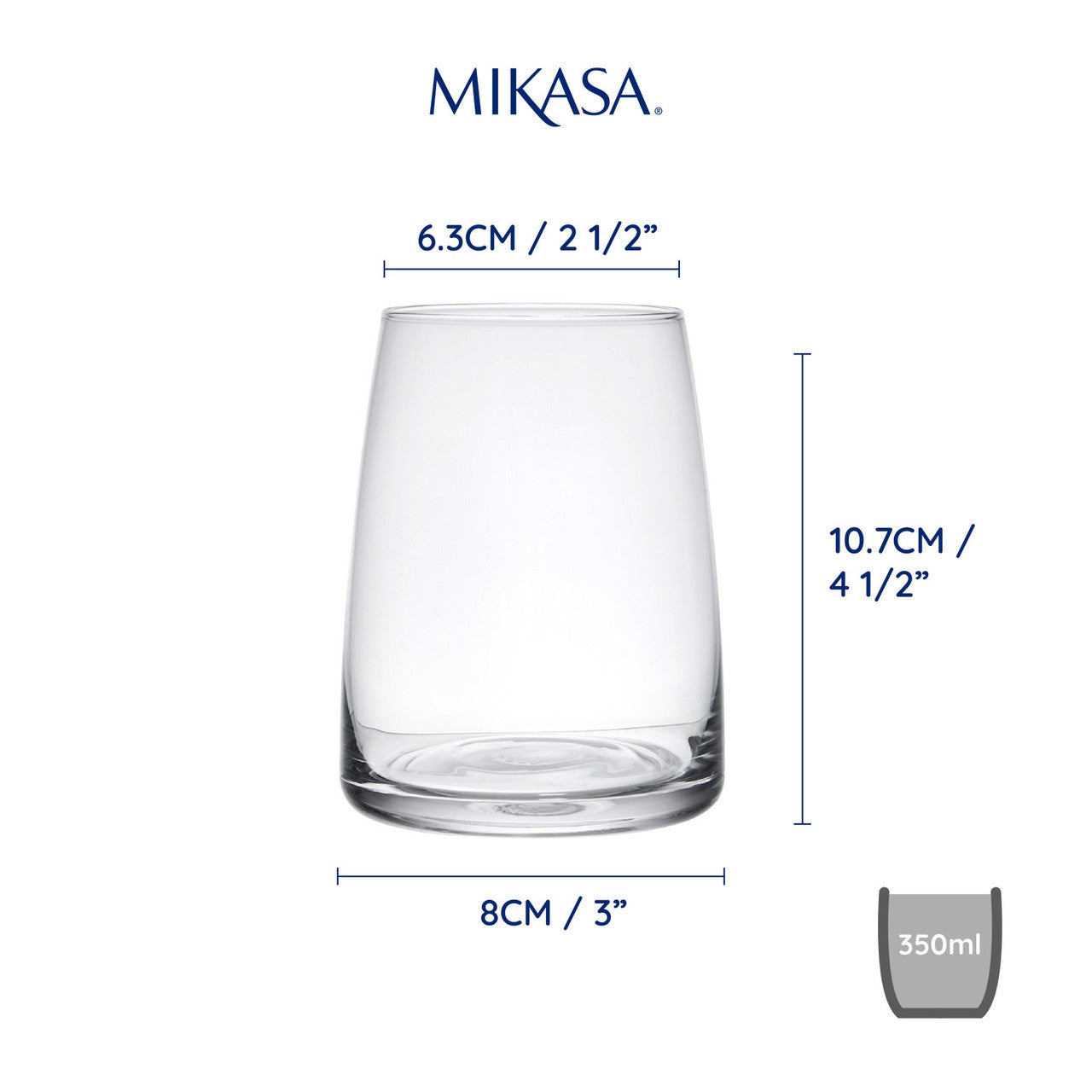 Mikasa Palermo Stemless Wine Glass Set 4 Piece 350ml