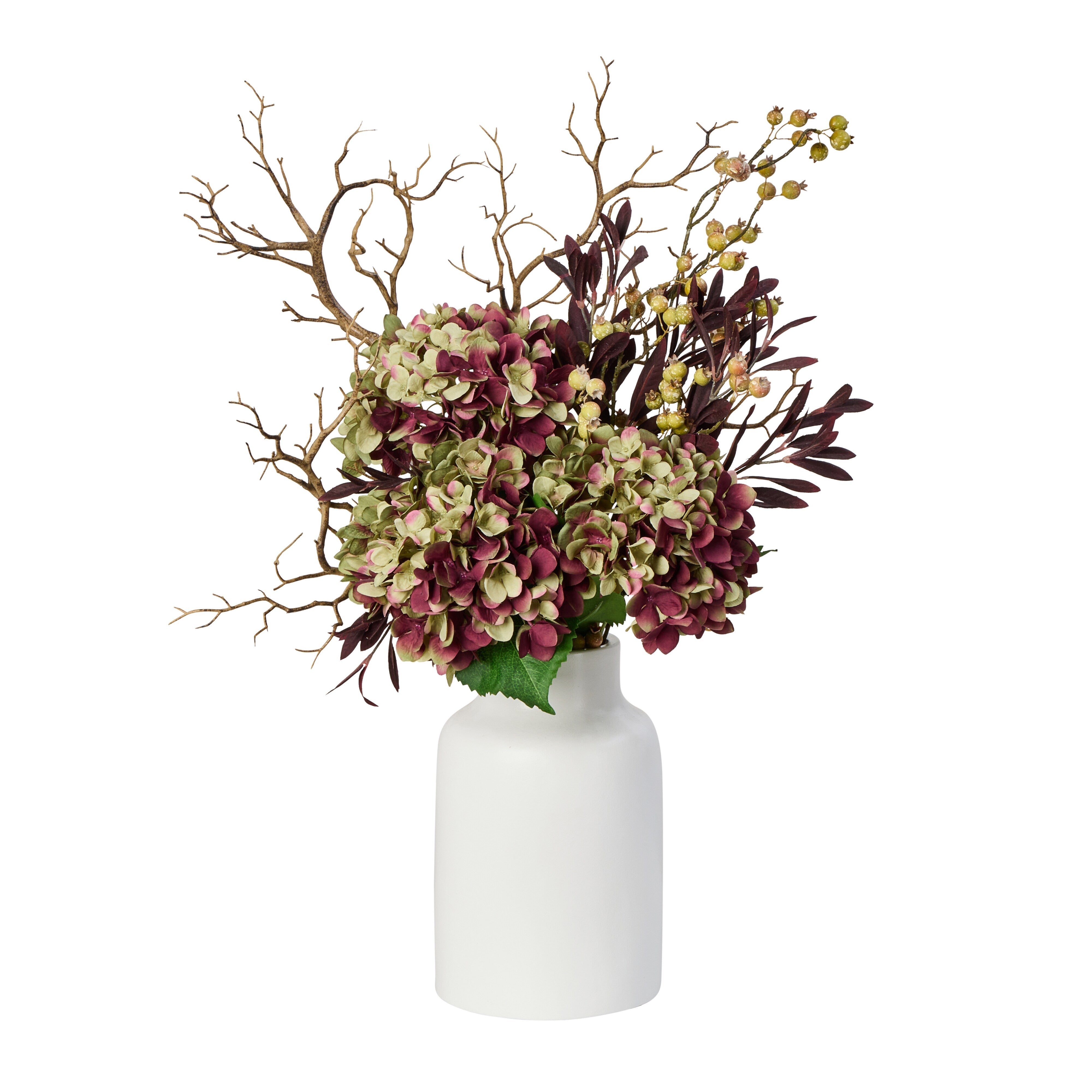 Rogue Hydrangea Olive Branch Mix Bouquet Green & Burgundy