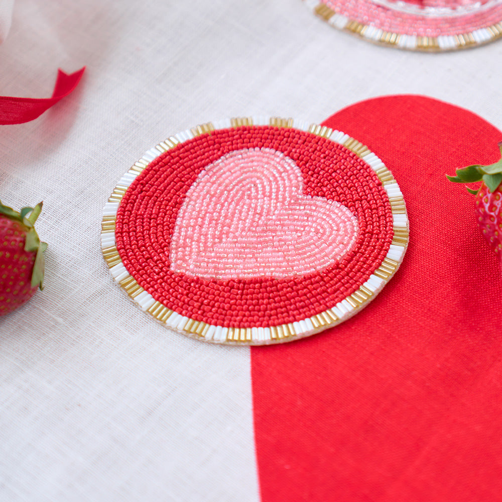Annabel Trends Beaded Coasters Heart 4pc