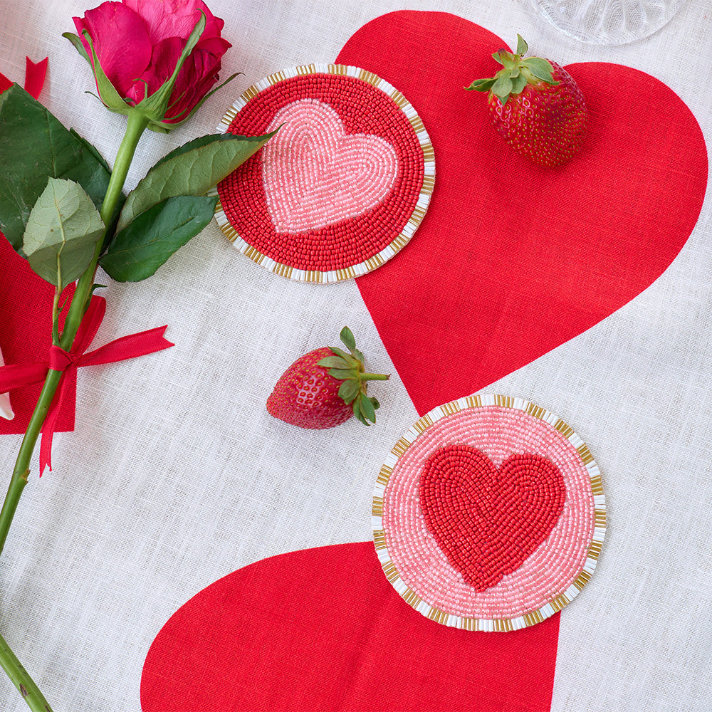 Annabel Trends Beaded Coasters Heart 4pc