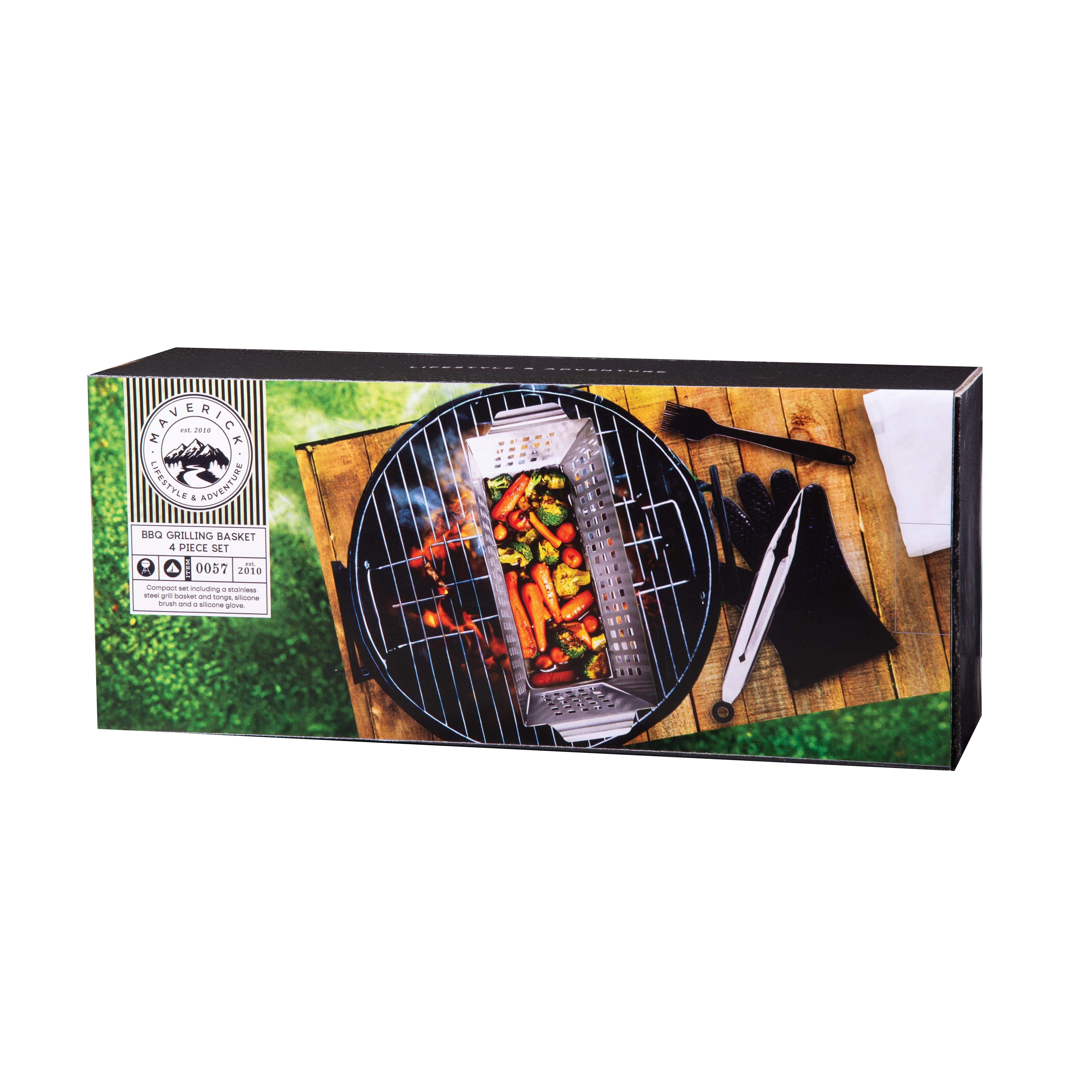 Maverick BBQ Grill Basket Set 4 Piece Silver