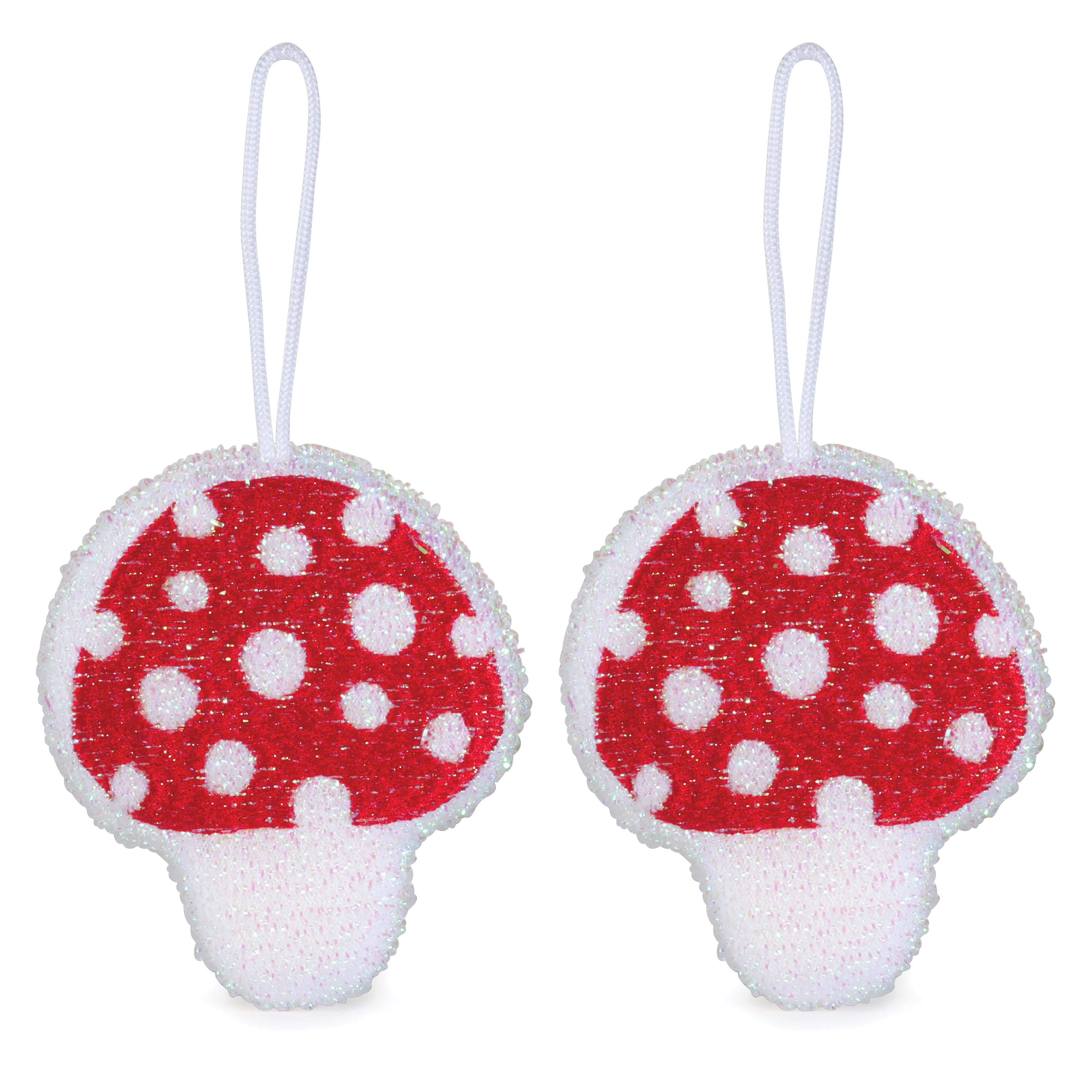 Kikkerland Mushroom Scrub Sponge 2 Piece Set Red