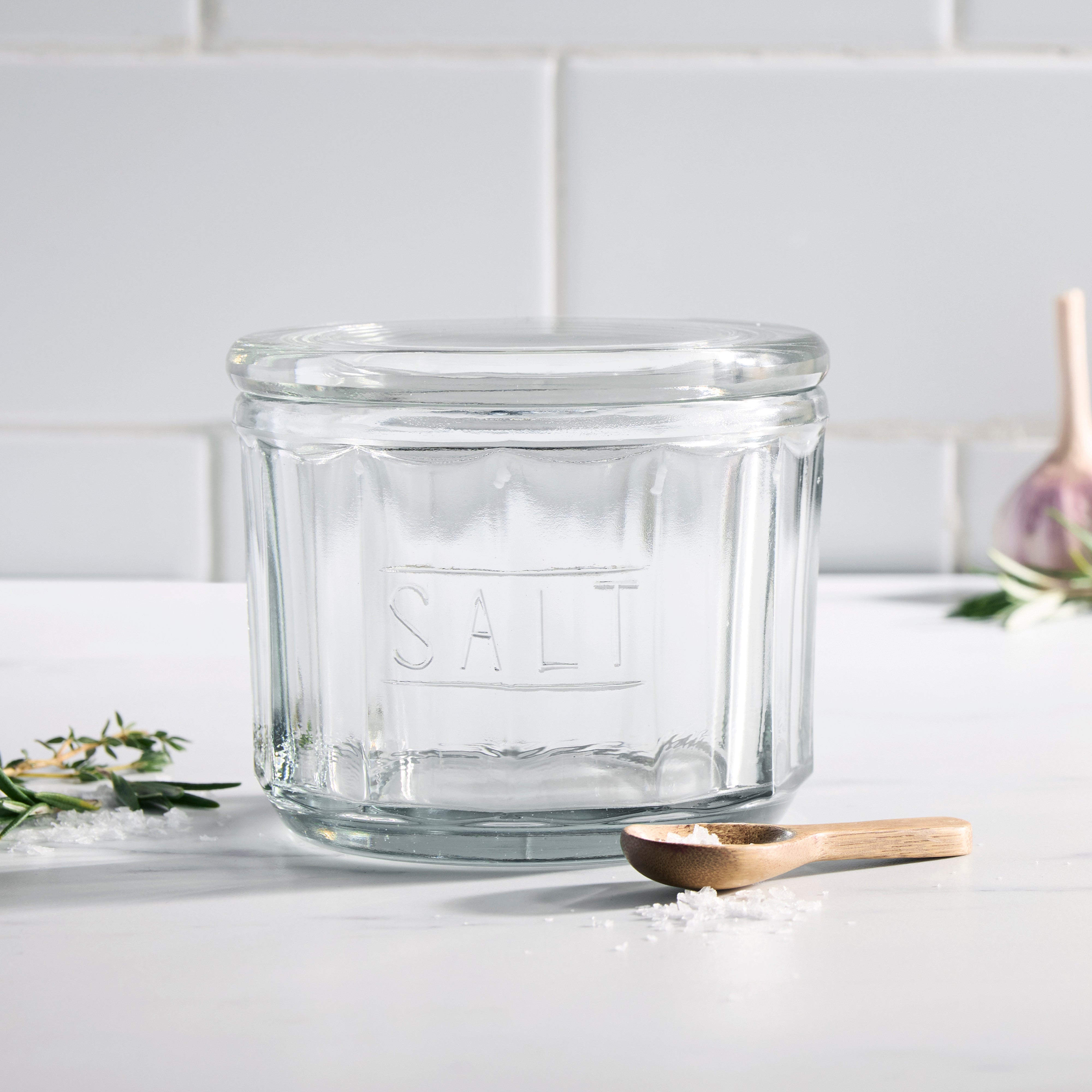 Davis & Waddell Eltham Glass Salt Jar with Scoop Clear