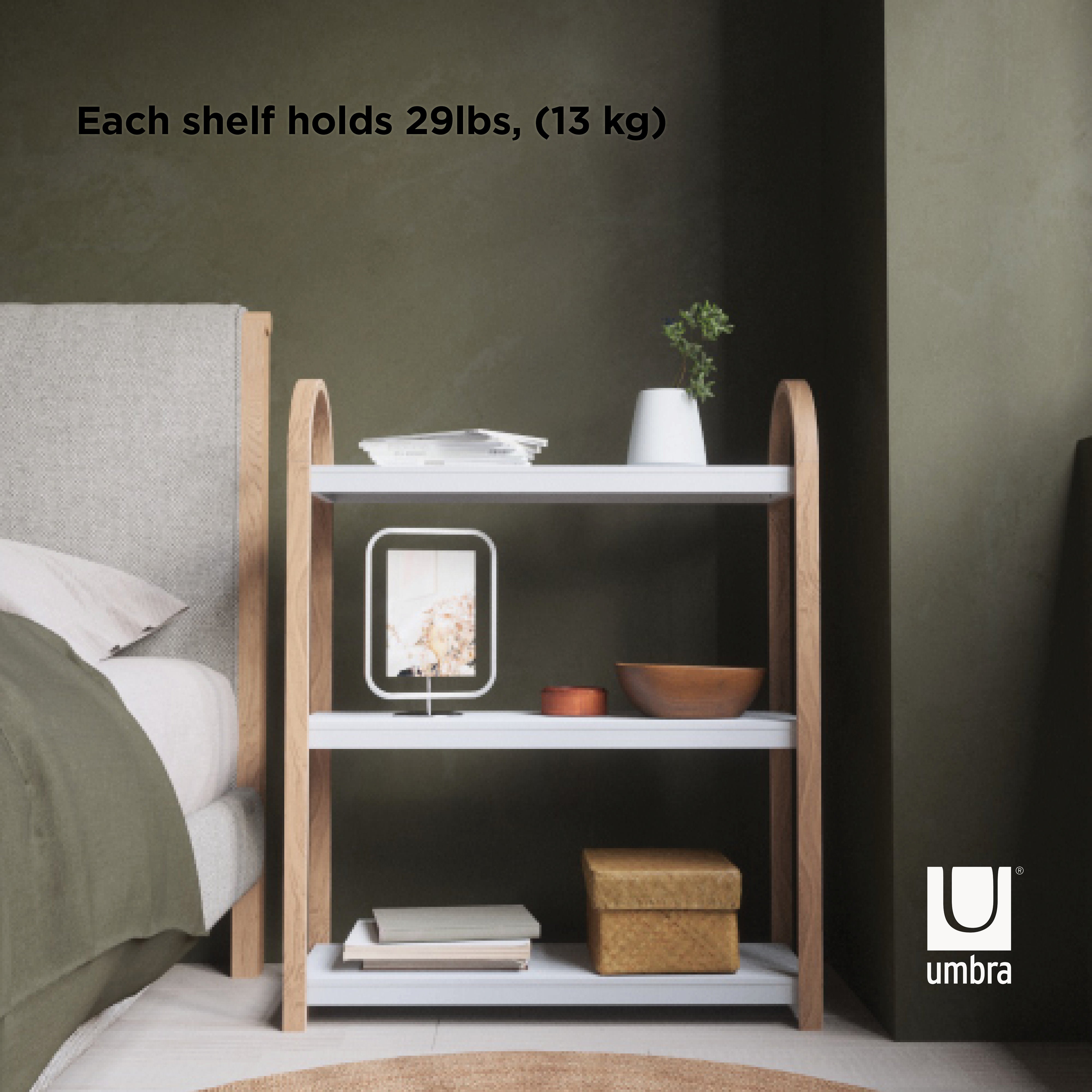 Umbra Bellwood Freestanding Shelf 3 Tier White & Natural