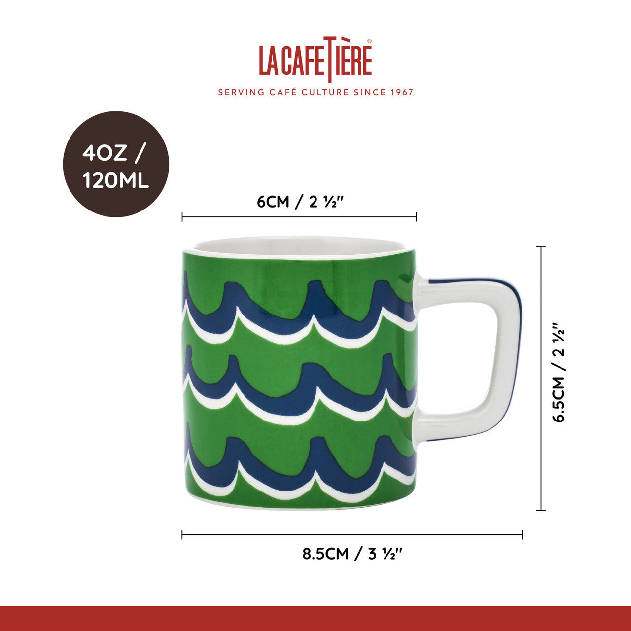 La Cafetière Ceramic Espresso Cup 120ml (Green Cyan Tides)