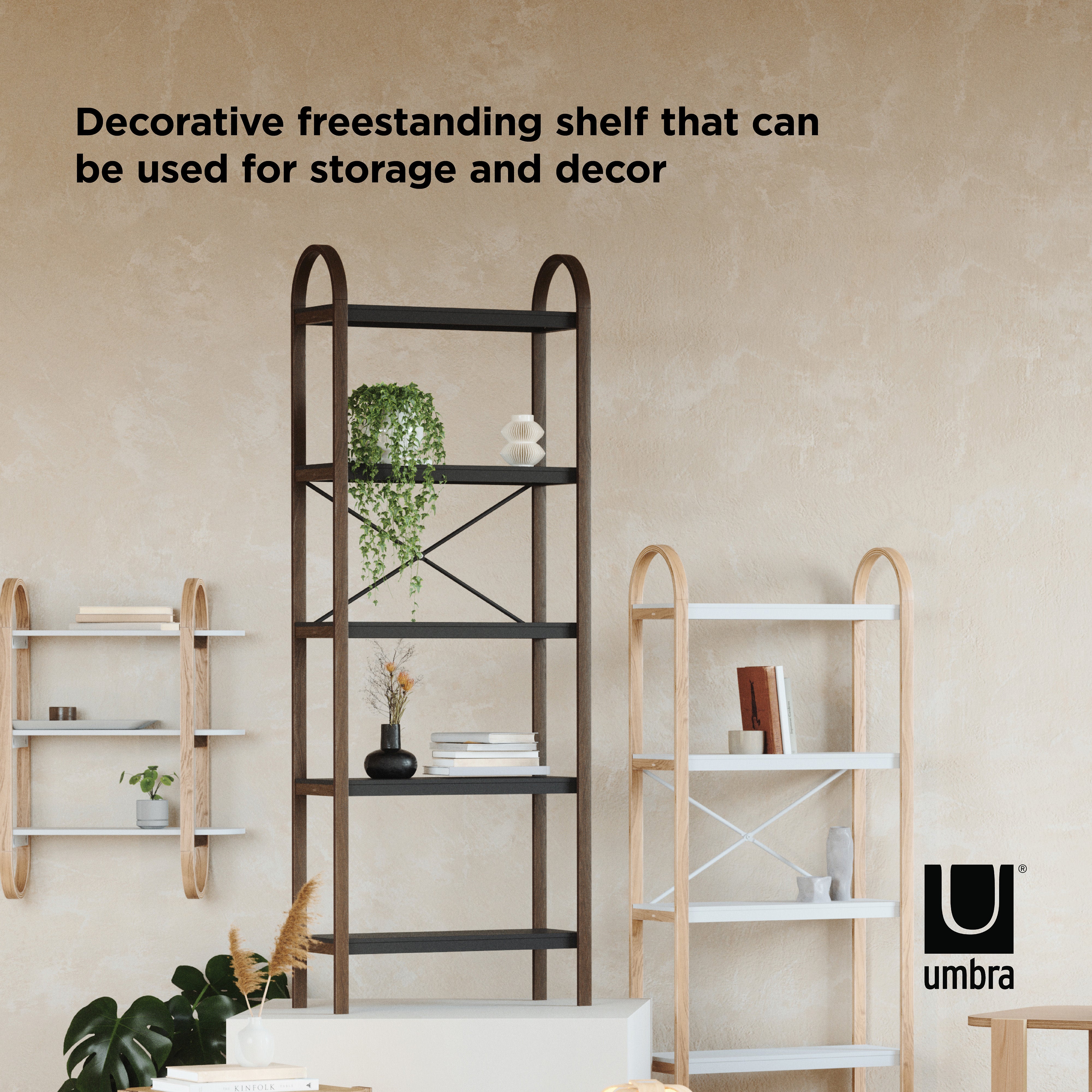 Umbra Bellwood Freestanding Shelf 5 Tier Black & Walnut