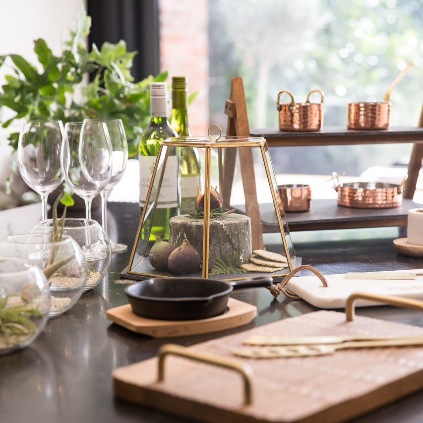 Artesà Glass Serving Cloche with Slate Base