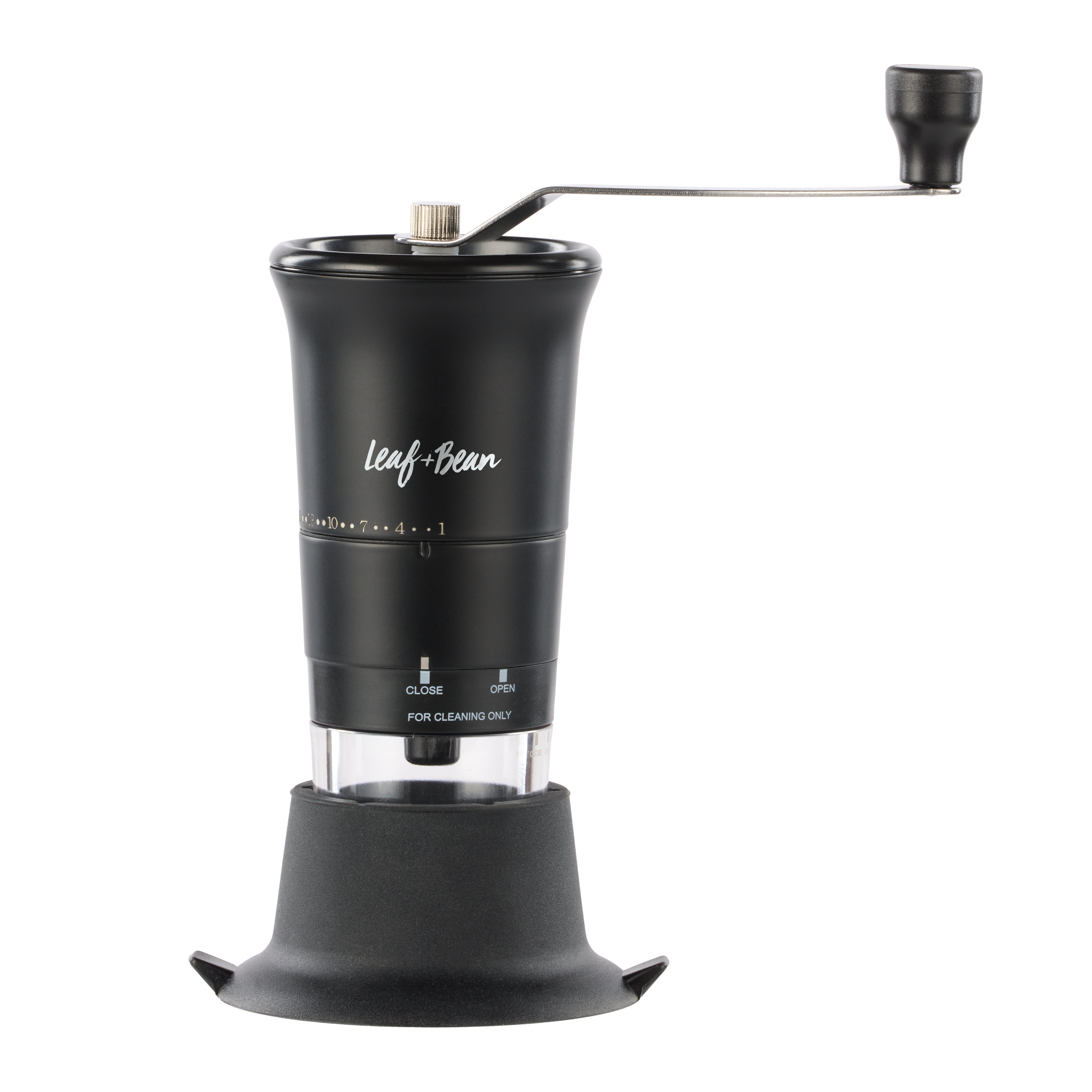 Leaf & Bean One Hand Smart Coffee Grinder Black & Clear