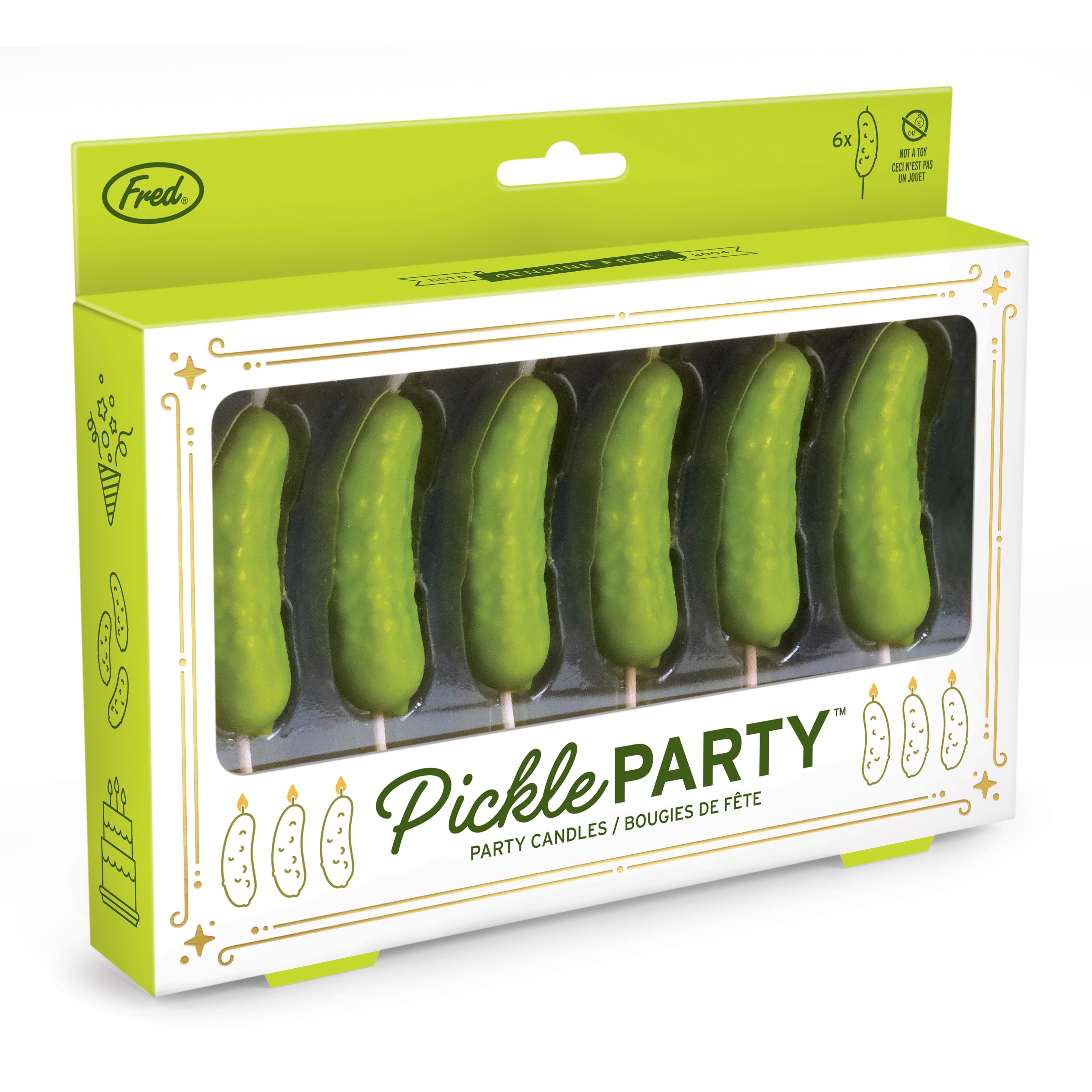 Fred Pickle Party Birthday Candles 6 Piece Set Green