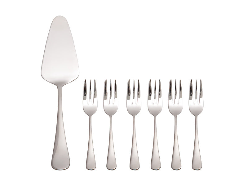 Maxwell & Williams Madison Cake Server & Fork Set Silver 7 Piece