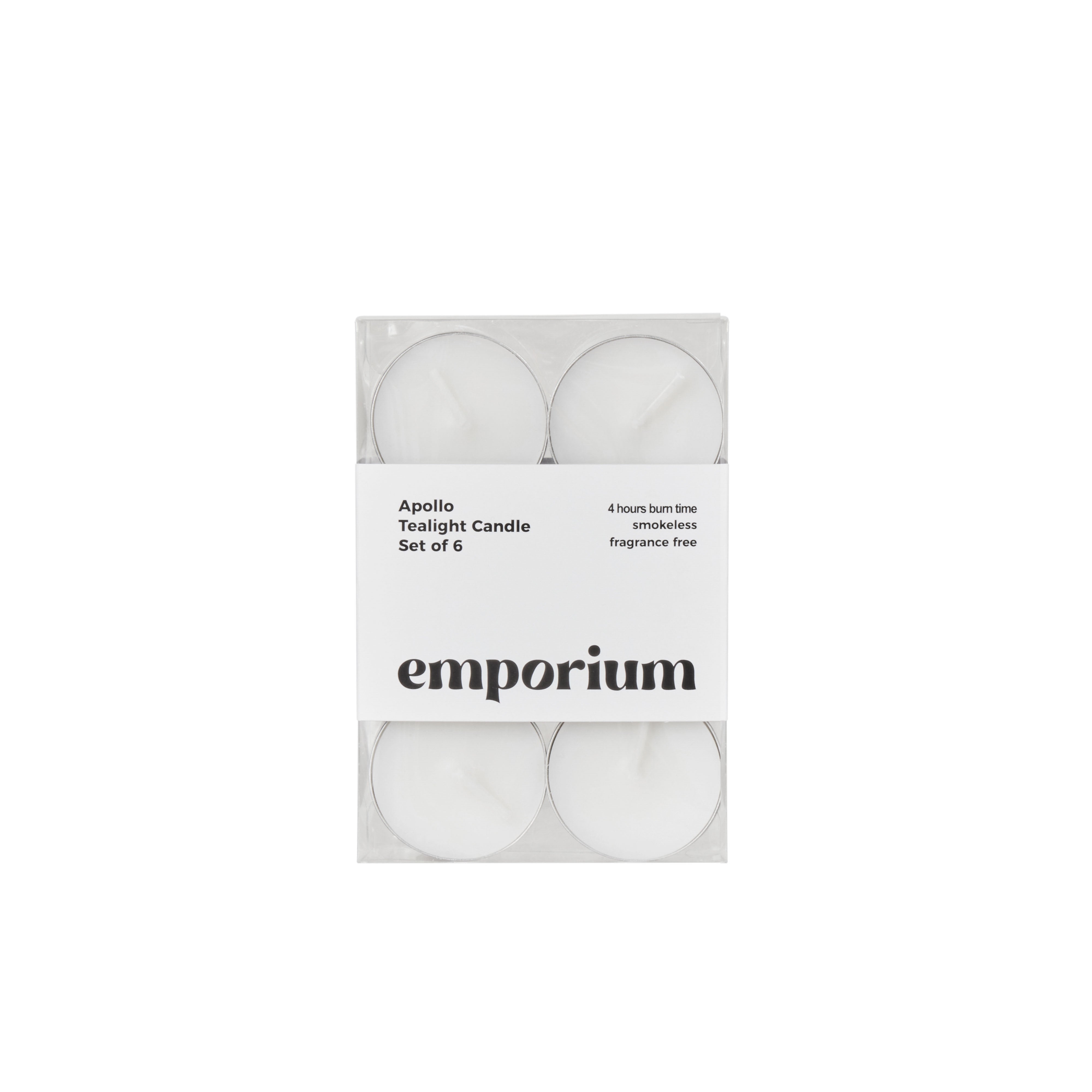 Emporium Apollo Tealight Candles 6 Piece Set White