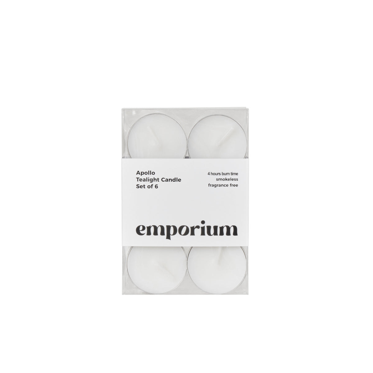 Emporium Apollo Tealight Candles 6 Piece Set White