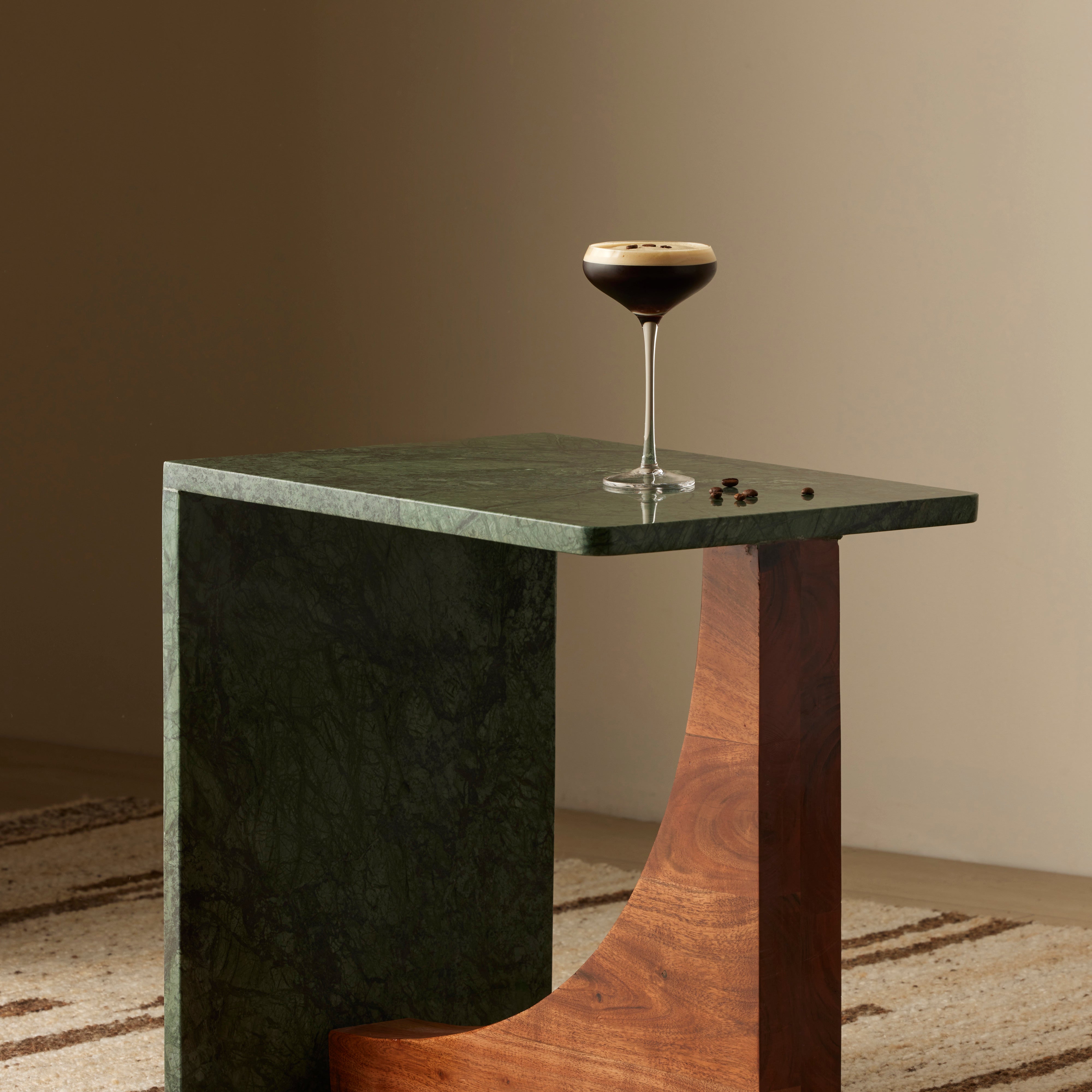 Amalfi Blaire Side Table Green & Walnut