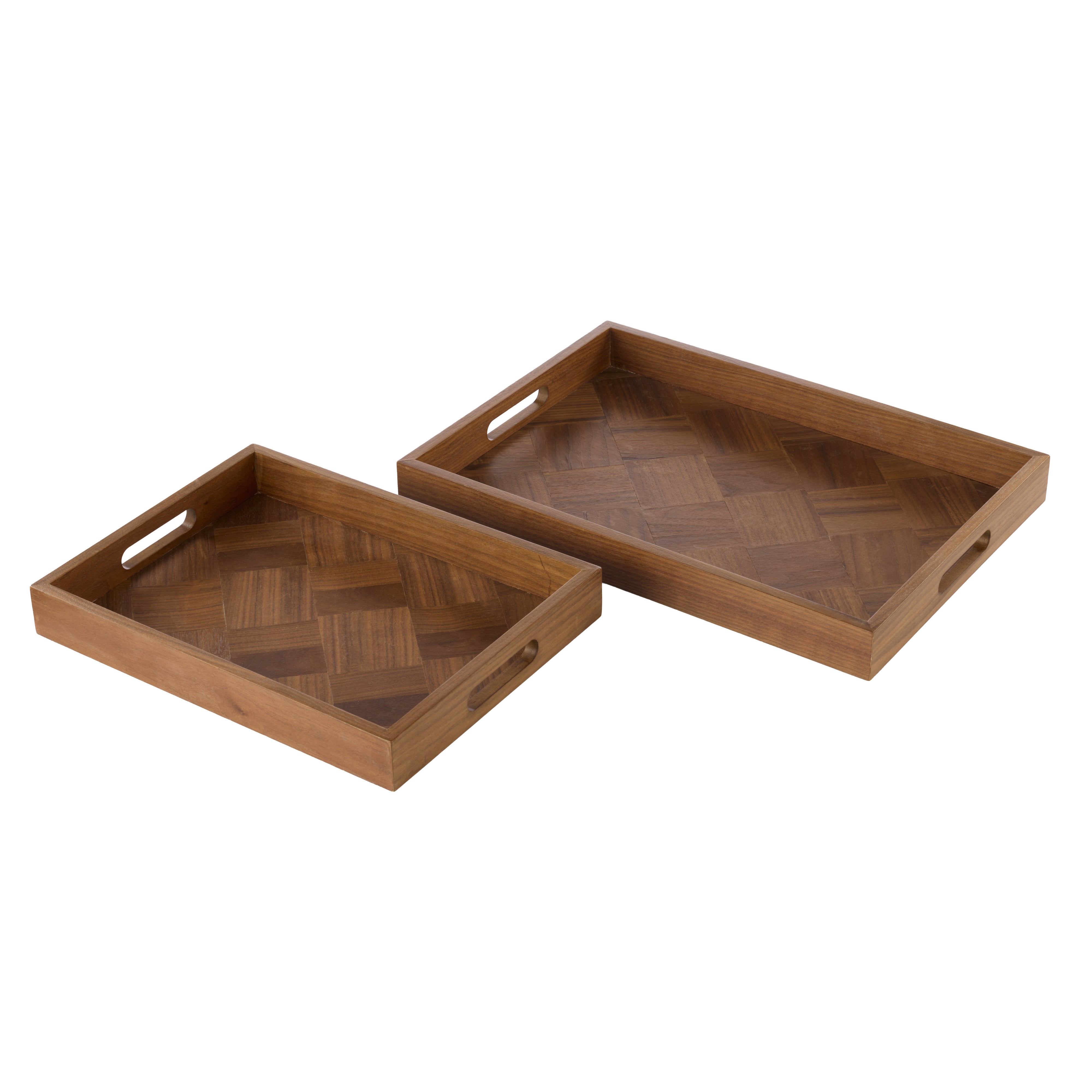 Academy Aldus Ash Wood Veneer Tray 2 Piece Set Natural