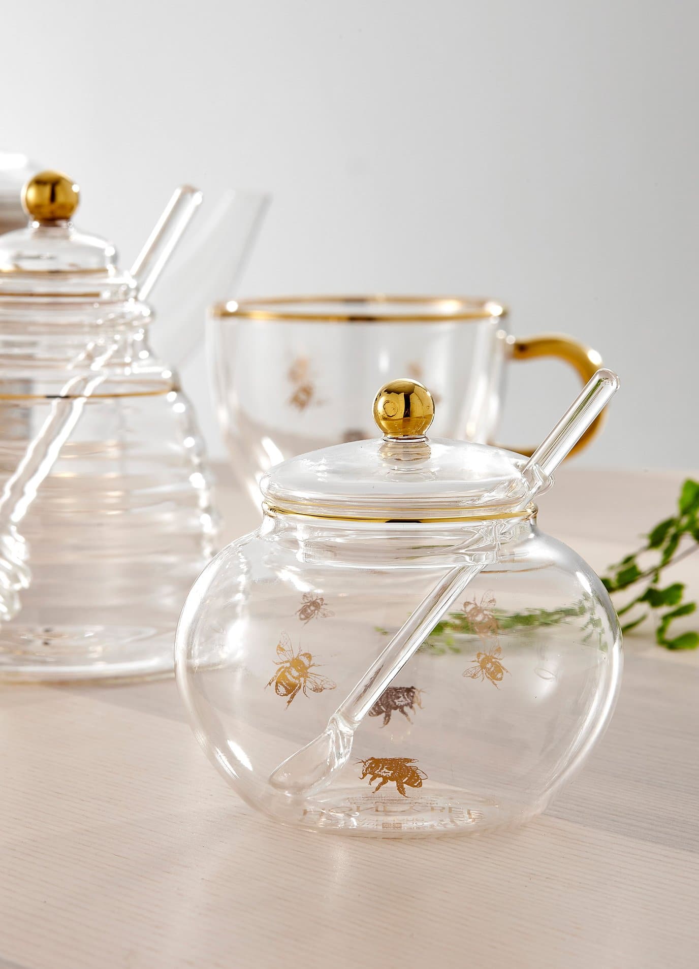 Ashdene Honey Bee Glass Sugar Bowl With Spoon