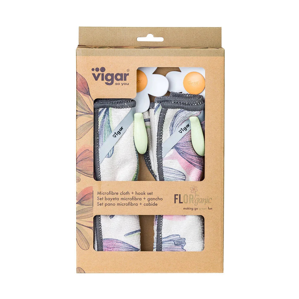 Florganic Hook with Suction & Microfibre Cloth 2pc