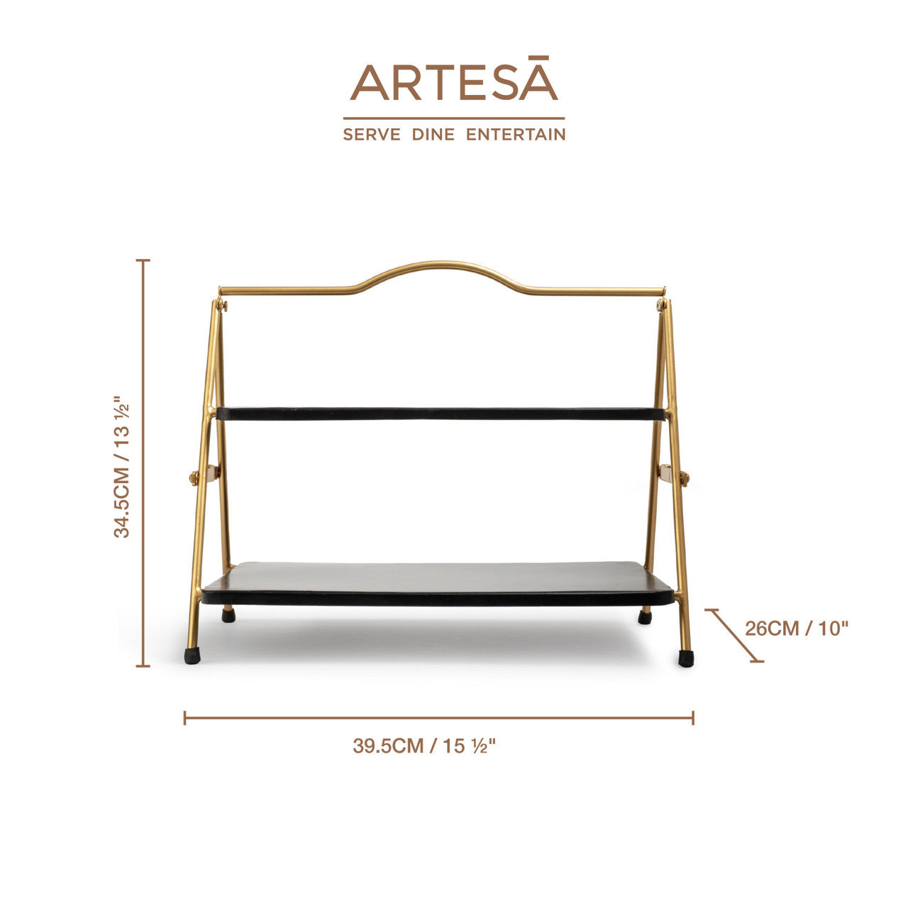 Artesà Two Tier Gold & Black Metal Serving Stand