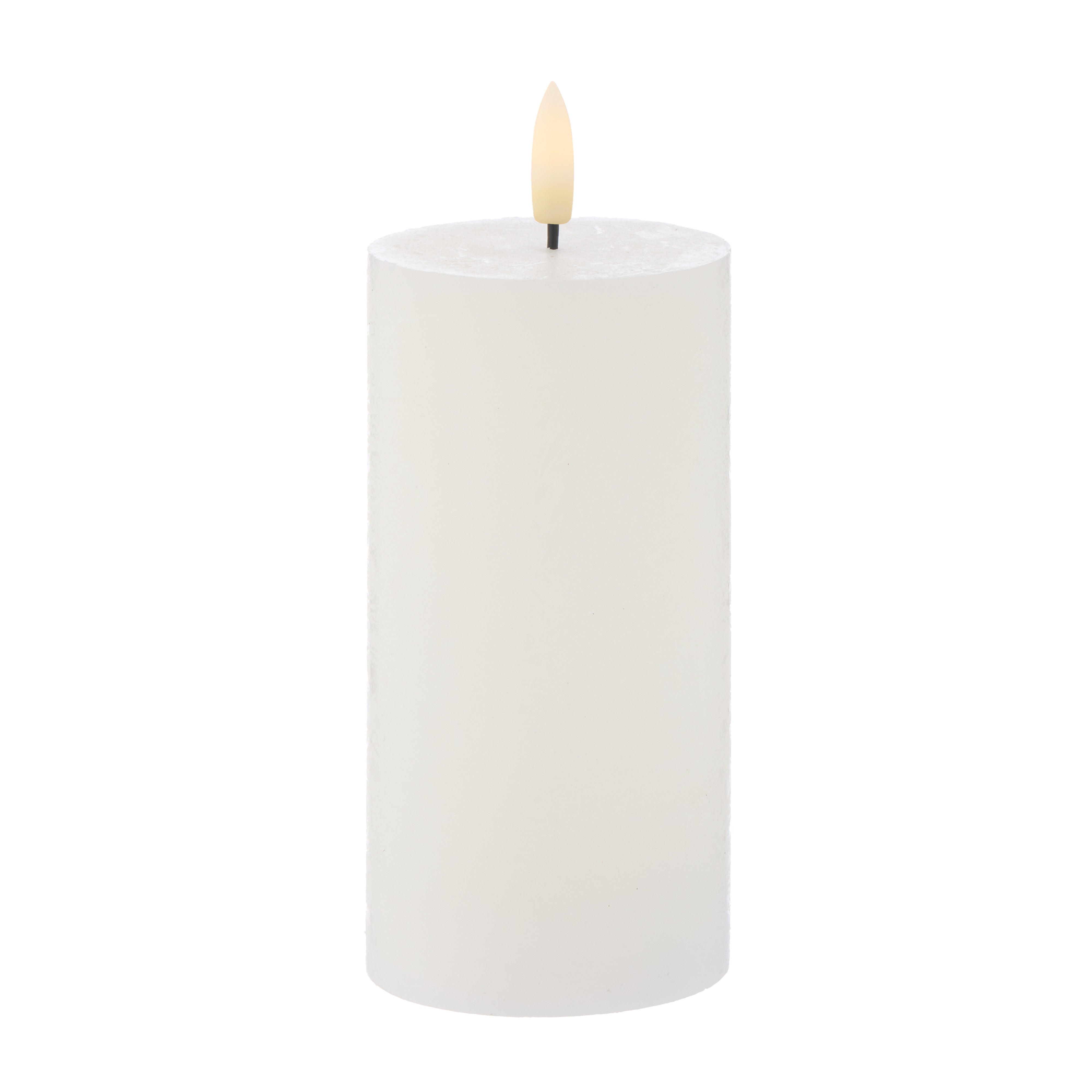 Amalfi Hughe LED Flickering Pillar Candle Rustic White 7.5x7.5x15cm
