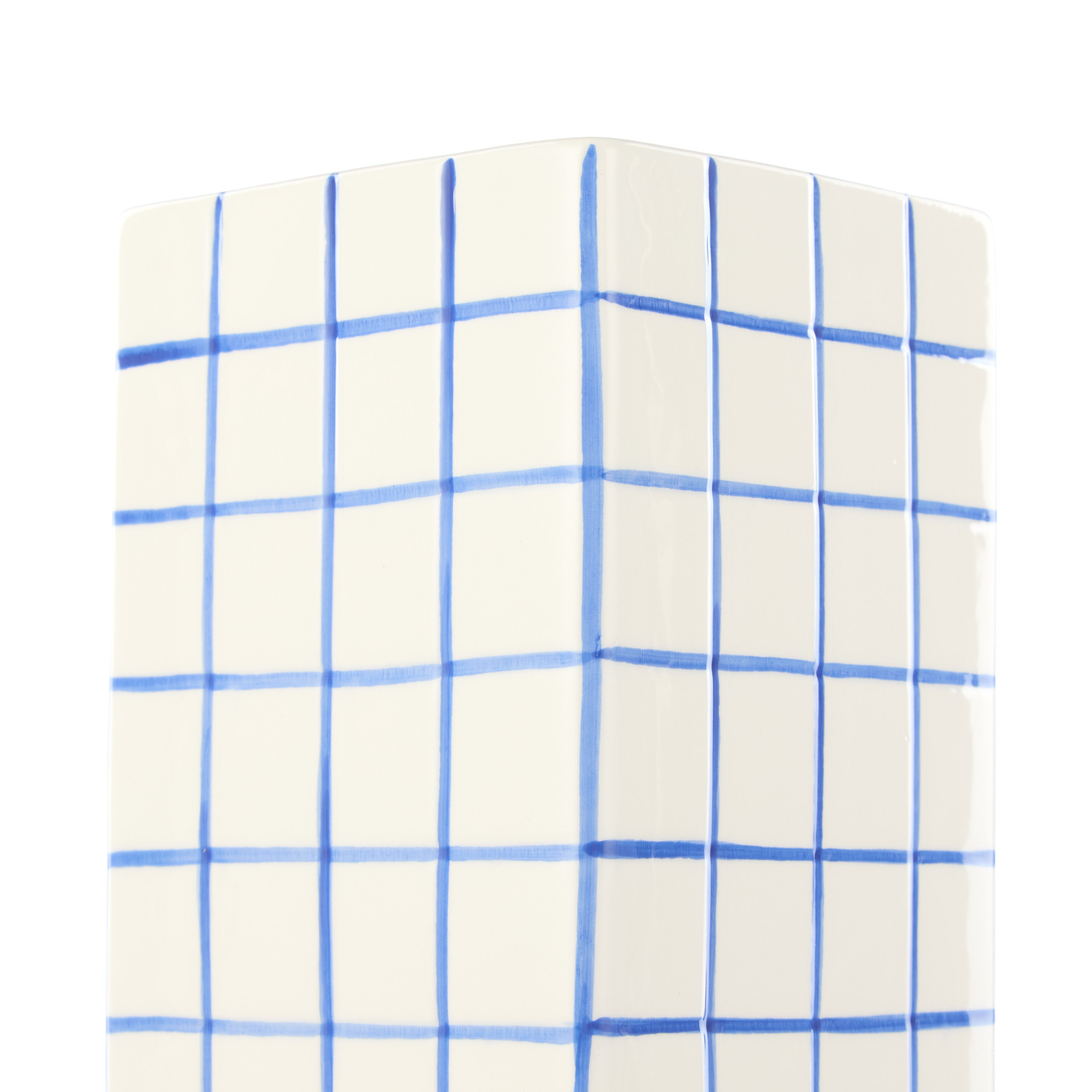 Emporium Lulu Collection Grid Vase Square Blue
