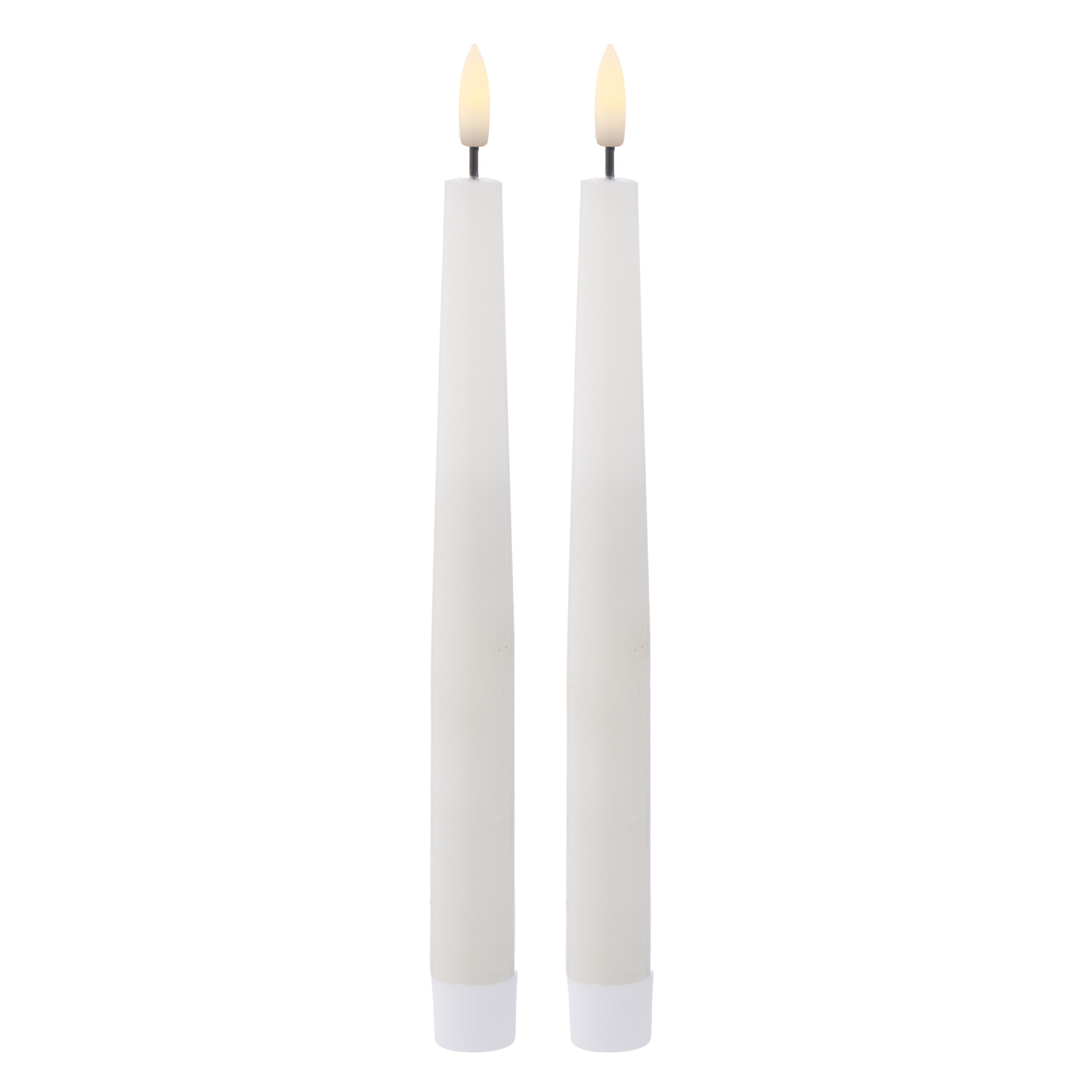 Amalfi Hughe LED Flickering Taper Candle 2 Piece Set Rustic White