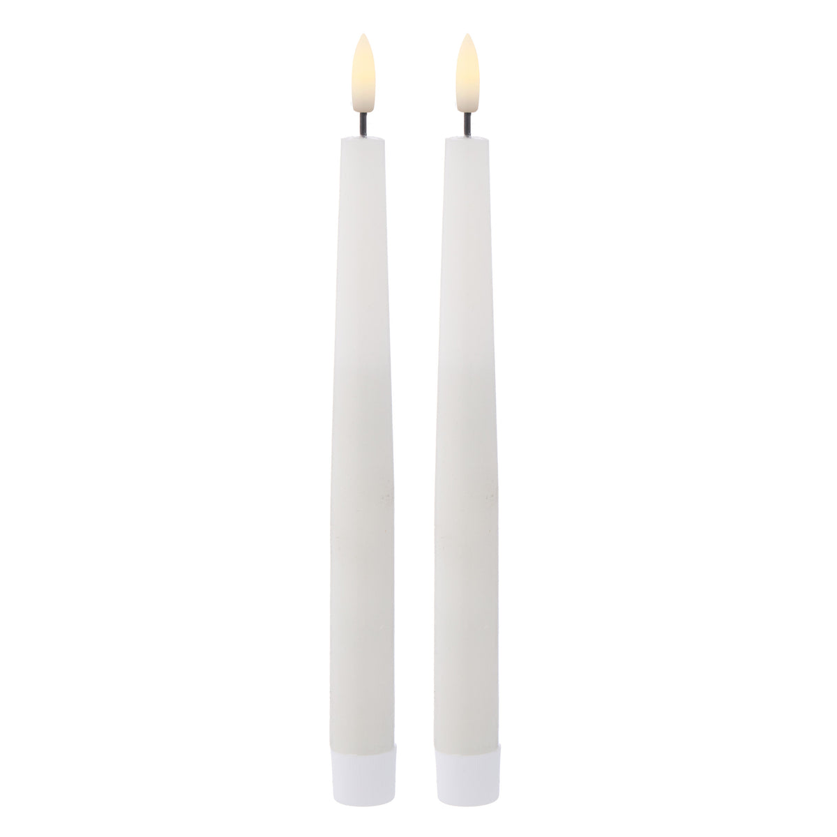 Amalfi Hughe LED Flickering Taper Candle 2 Piece Set Rustic White