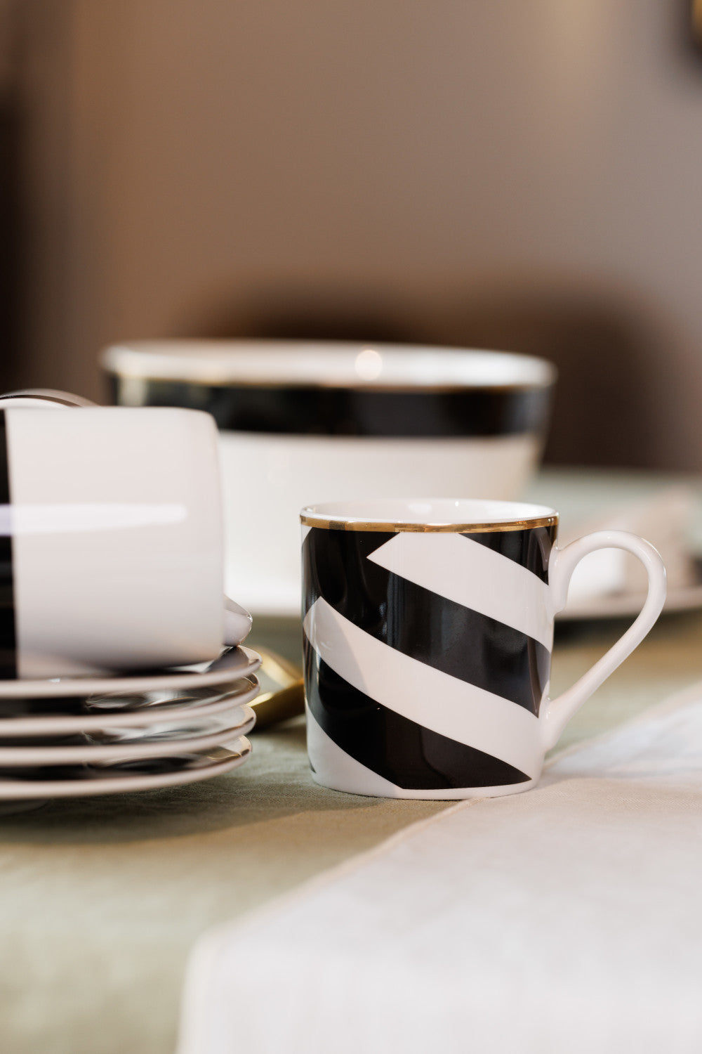 Mikasa Luxe Deco Fine China Espresso Cup & Saucer Set 2 Piece 110ml (Geo Pattern)