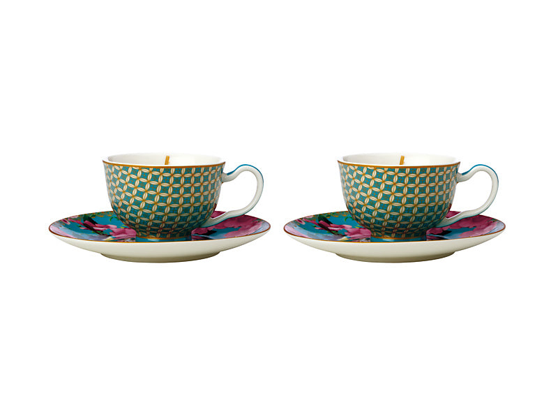 Maxwell & Williams Teas & C's Silk Road Demi Cup & Saucer 85ml Aqua 2 Piece