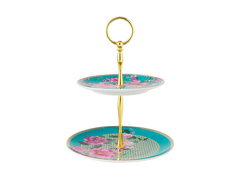 Maxwell & Williams Teas & C's Silk Road 2 Tiered Cake Stand Aqua