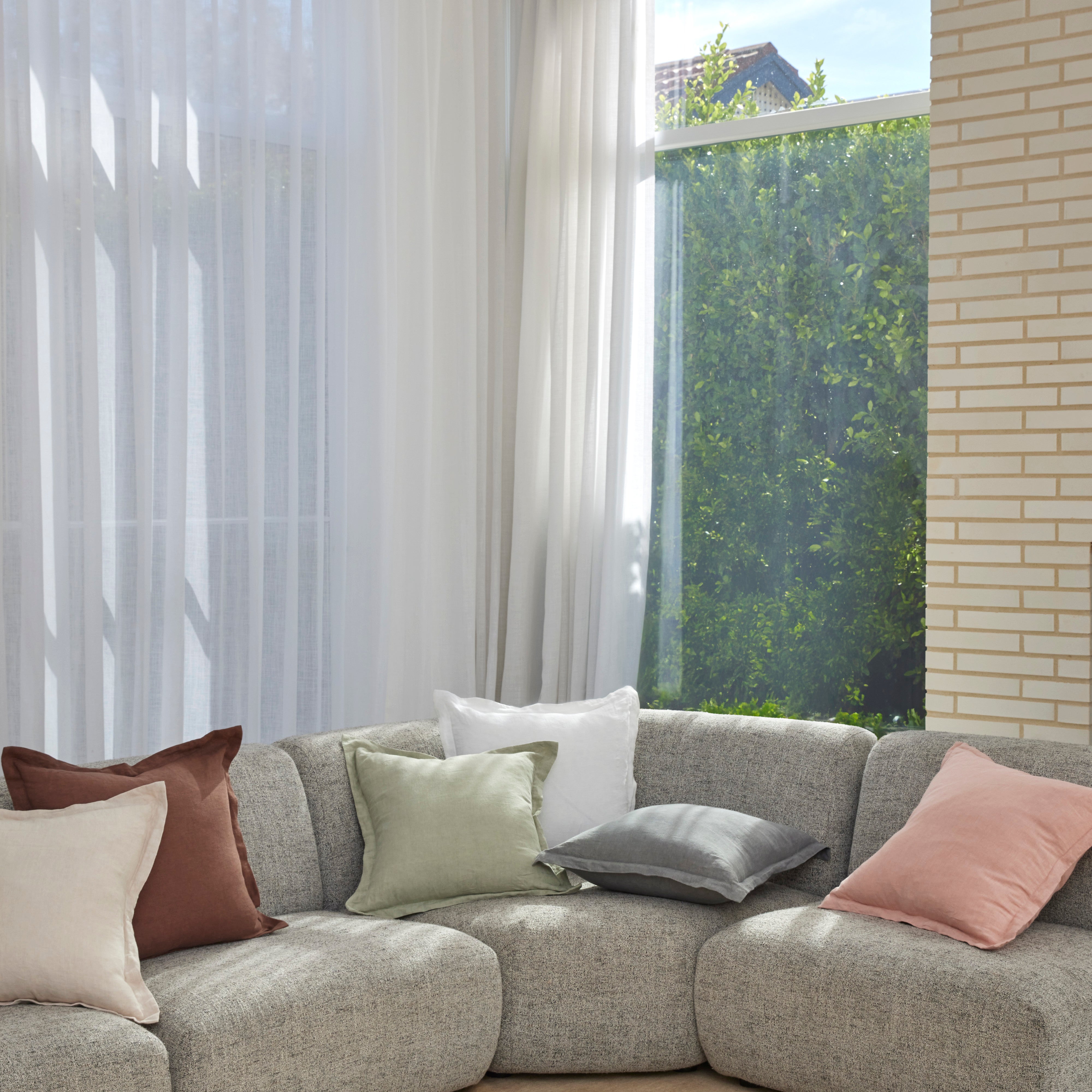 Amalfi Cove Linen Cushion White
