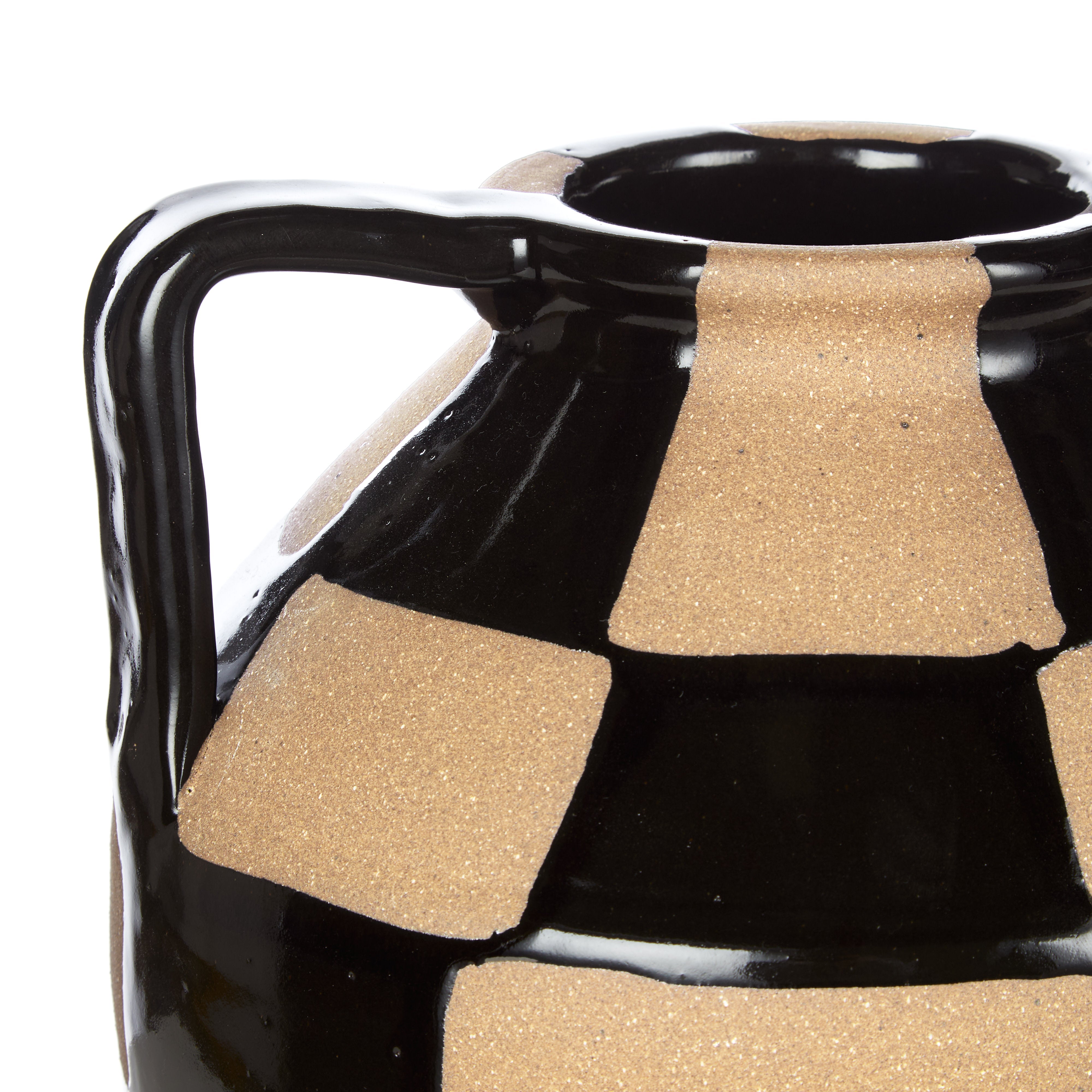 Amalfi Fulton Vase with Arms Small Black & Natural