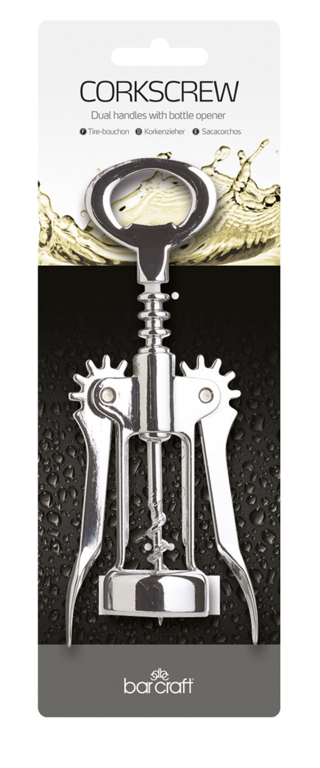 BarCraft Double Handled Chrome Wing Corkscrew