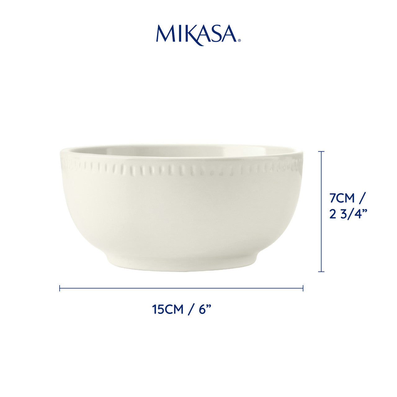 Mikasa Cranborne Stoneware Cereal Bowl Set 4 Piece 15cm (Cream)