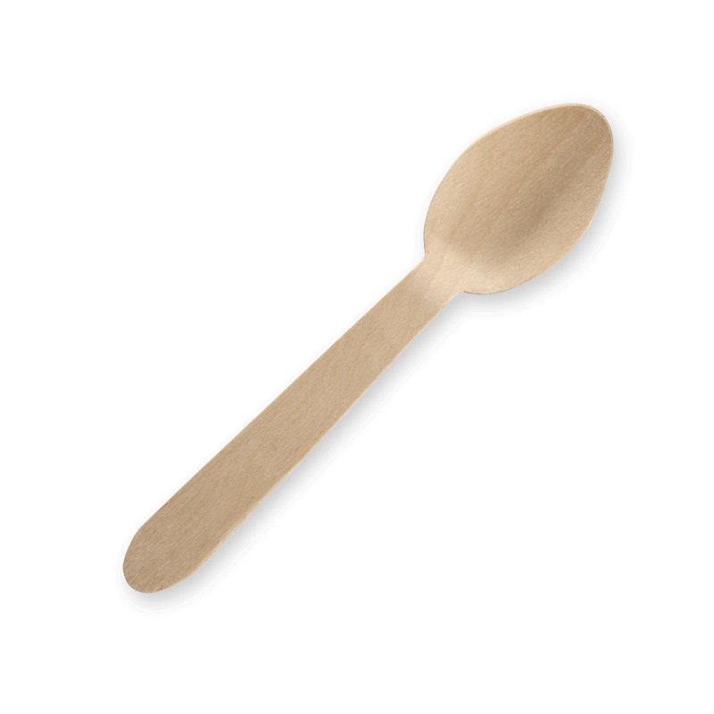 BioPak 10cm Unbranded Wood Tea Spoon - Bulk Pack