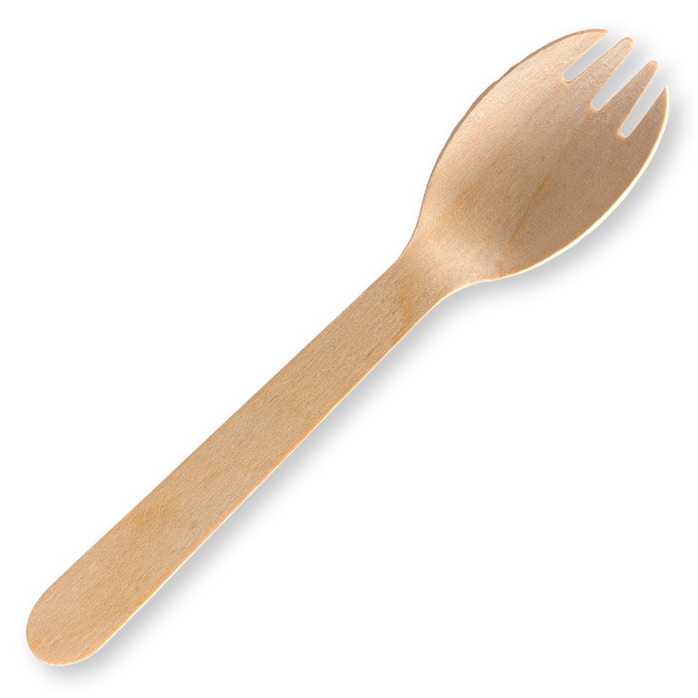 BioPak 16cm Unbranded Wood Spork - Bulk Pack