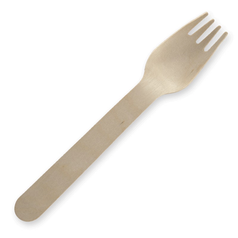 BioPak 16cm Unbranded Wood Fork - Bulk Pack
