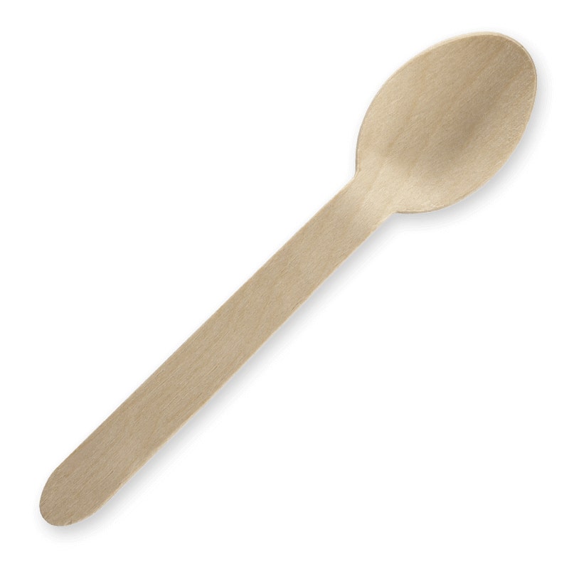 BioPak 16cm Unbranded Wood Spoon - Bulk Pack