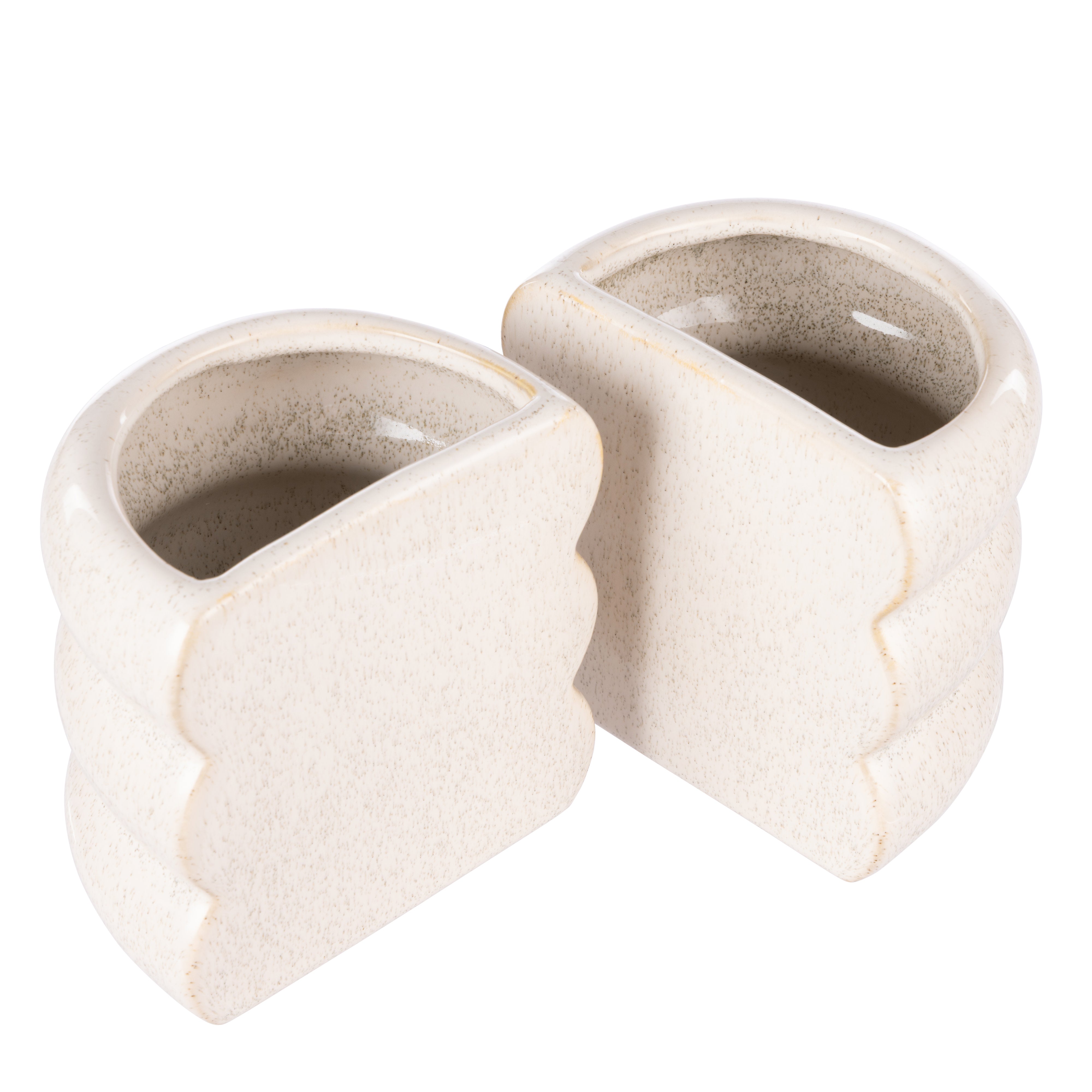 Emporium Ripley Planter Bookends 2 Piece Set Cream Reactive Glaze