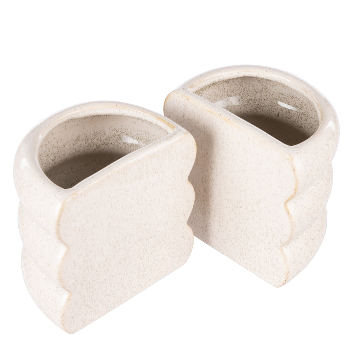 Emporium Ripley Planter Bookends 2 Piece Set Cream Reactive Glaze