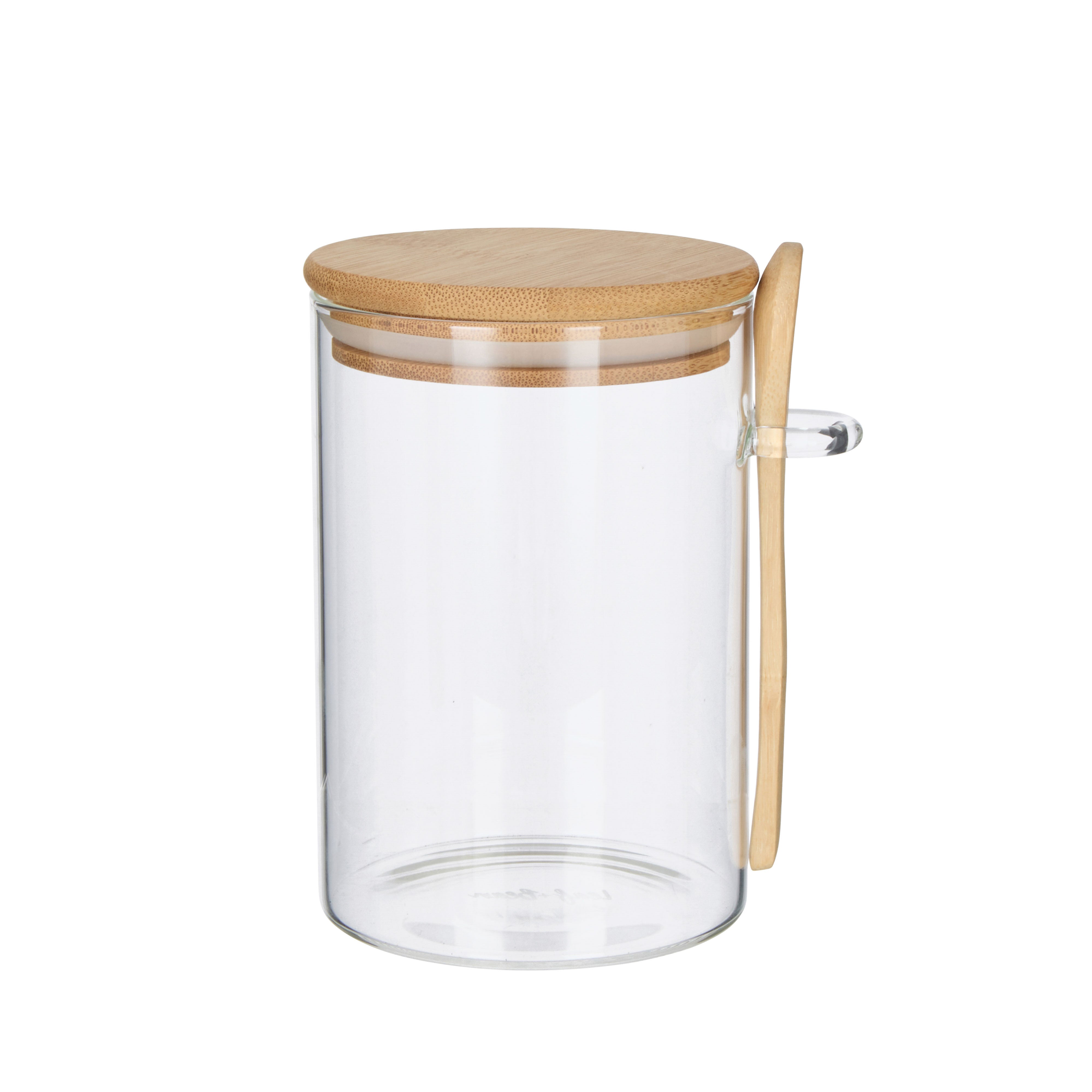Leaf & Bean Glass Canister with Spoon 650ml Natural