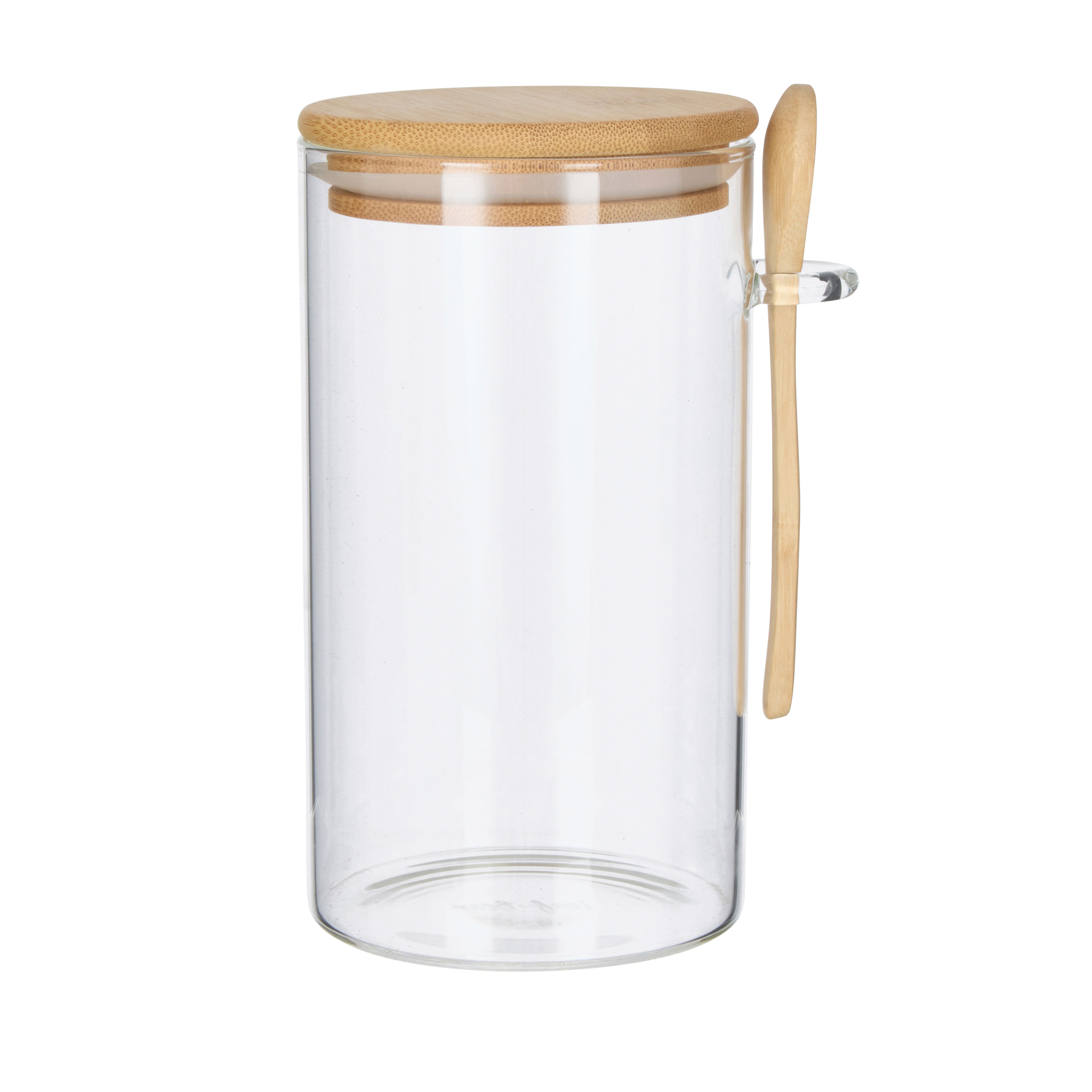 Leaf & Bean Glass Canister with Spoon 800ml Natural