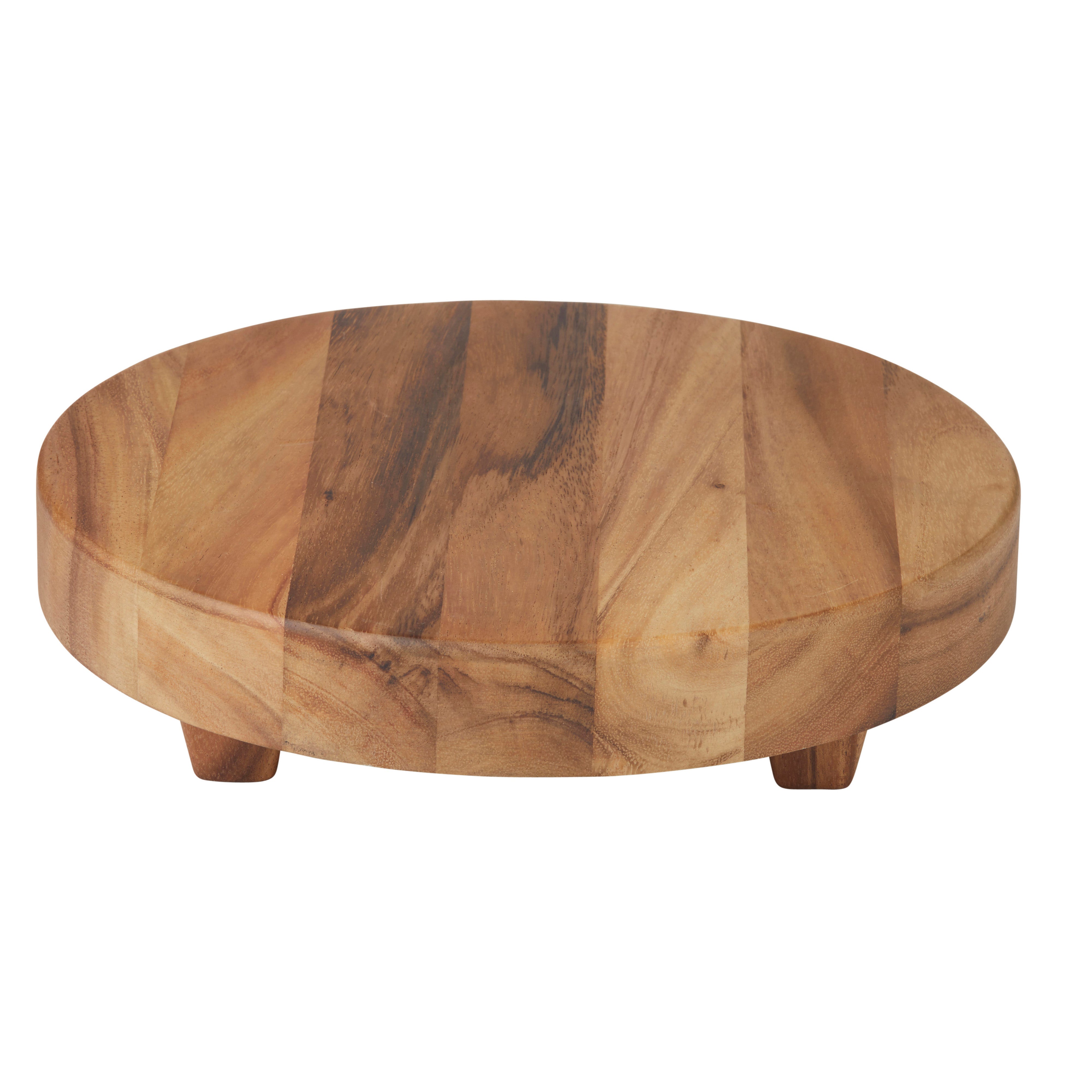 Davis & Waddell Arden Acacia Wood Round Board with Feet Natural