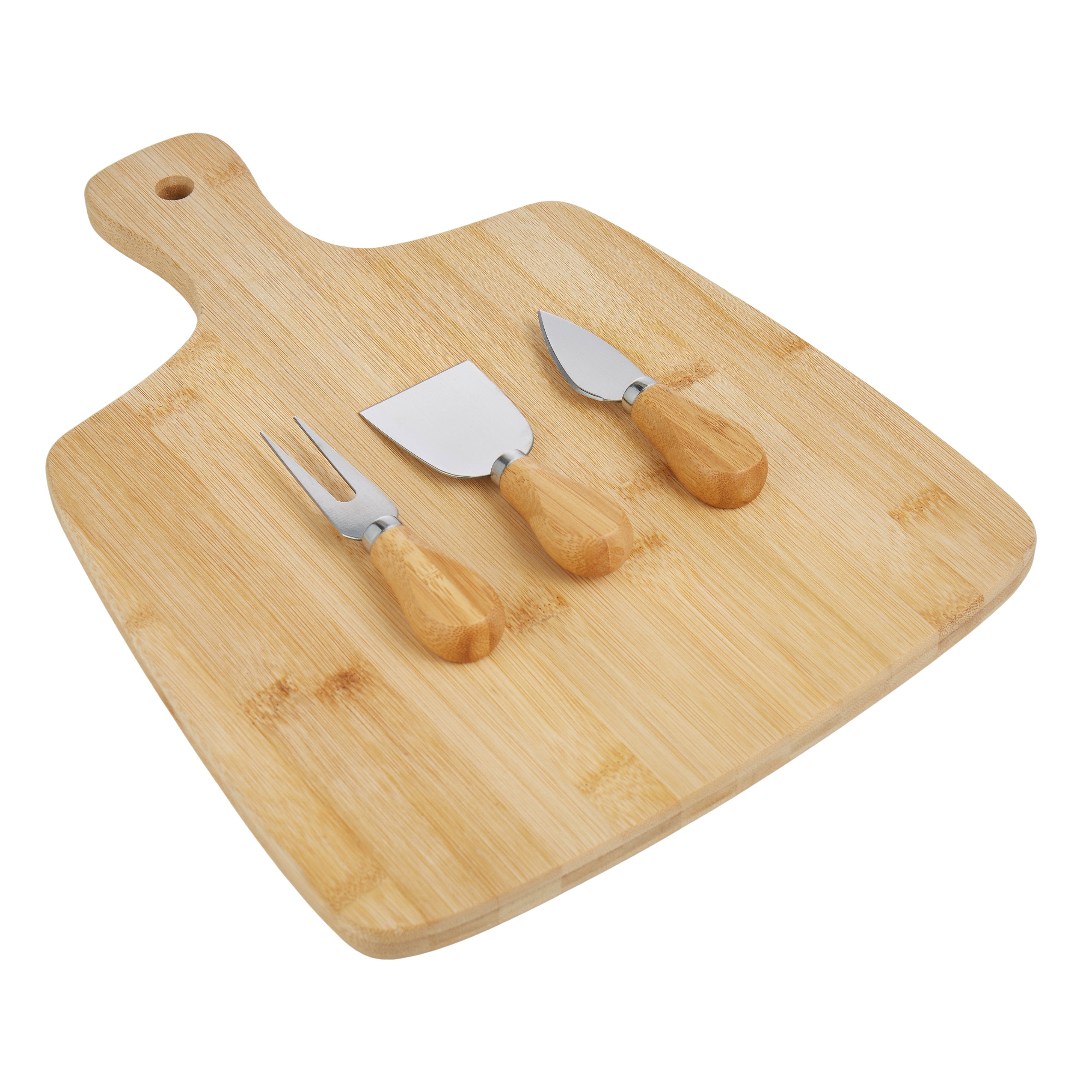 Davis & Waddell Bamboo Cheese Paddle with 3 Piece Set Knives Natural