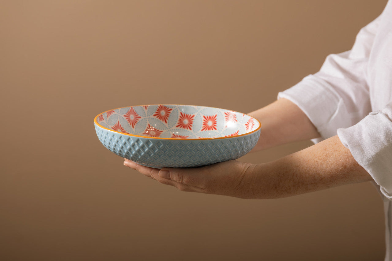 Mikasa Glazed Stoneware Coupe Bowl 21cm (Blue Mosaic)