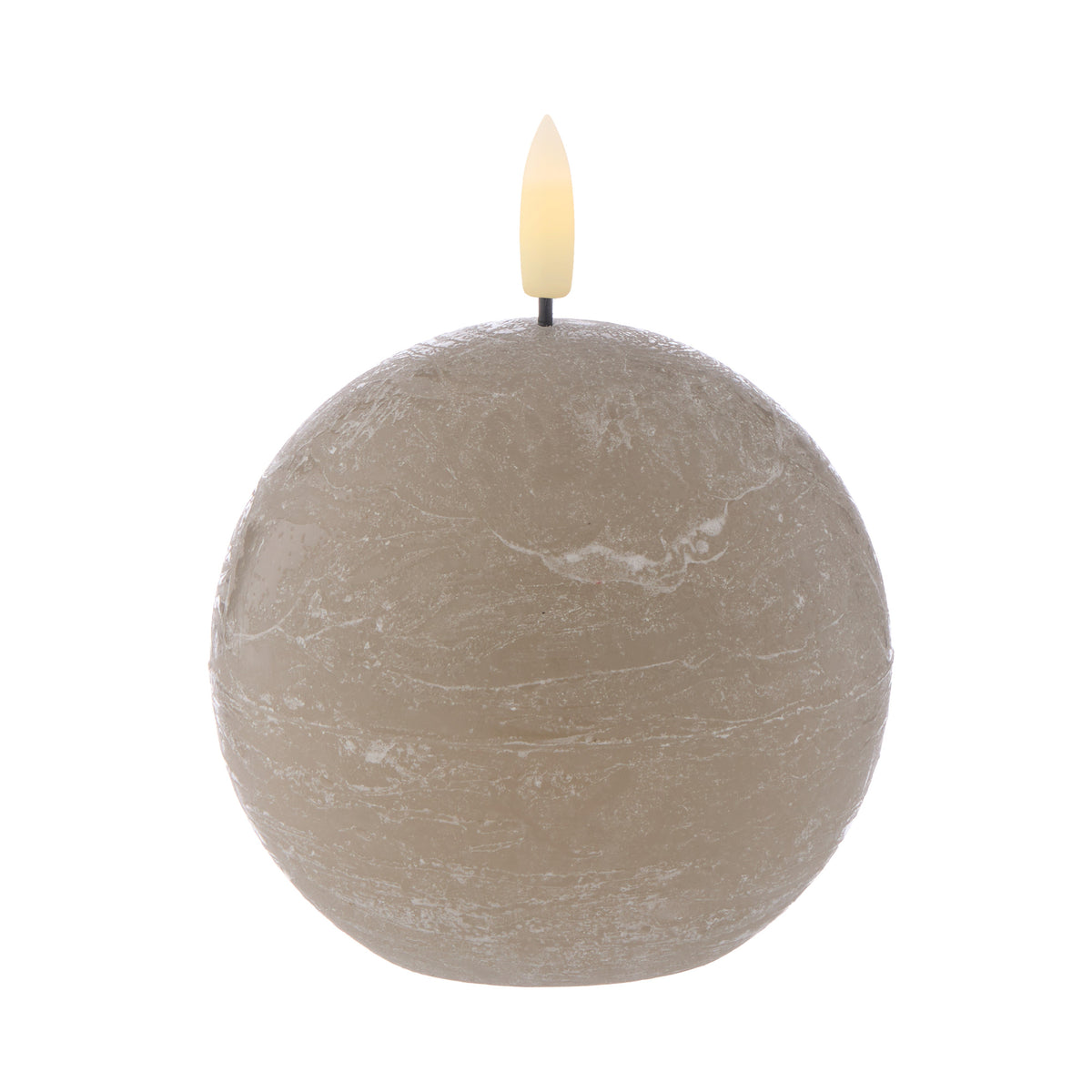 Amalfi Hughe LED Flickering Spherical Candle Rustic Taupe