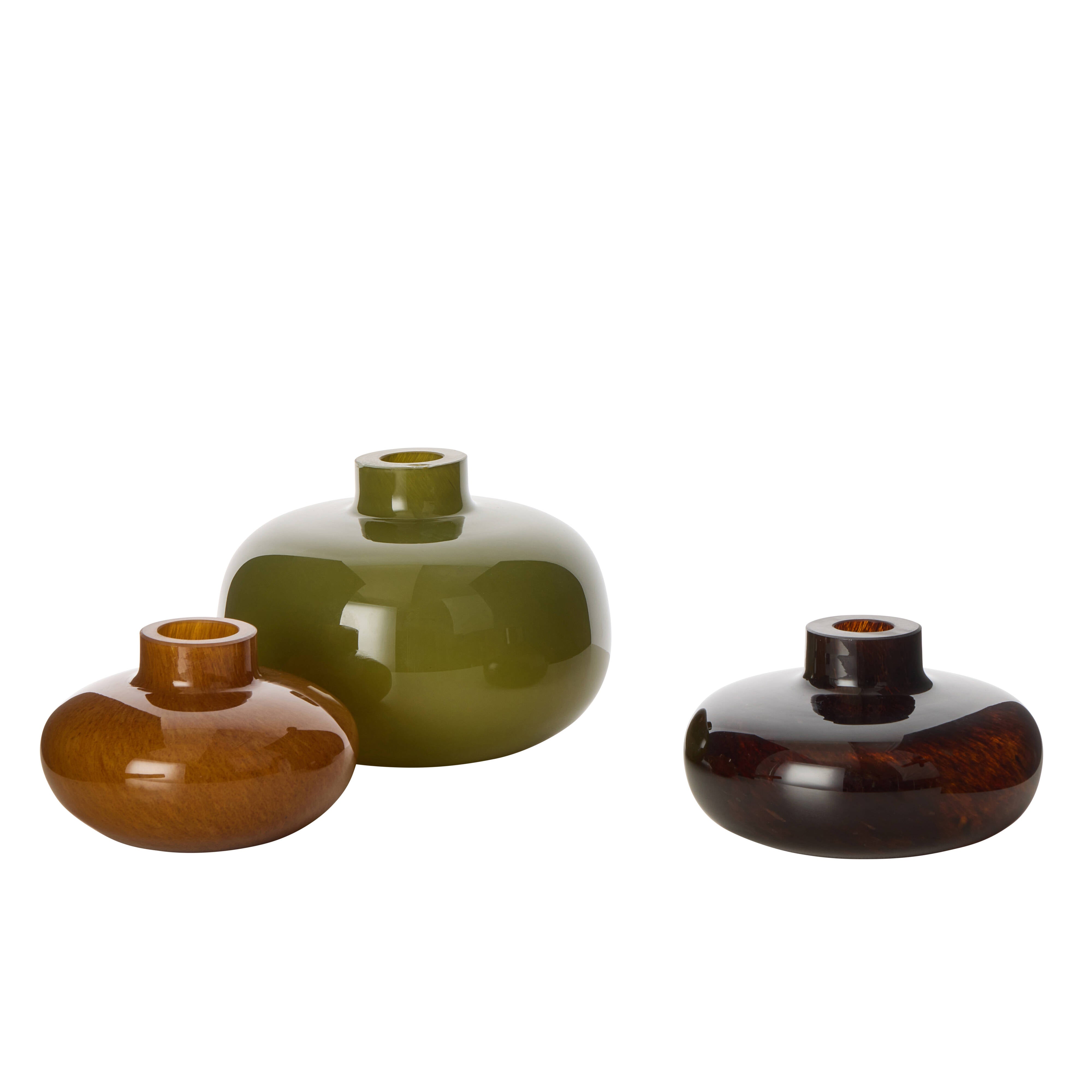 Amalfi Tutti Stack Vase 3 Piece Set Green & Amber